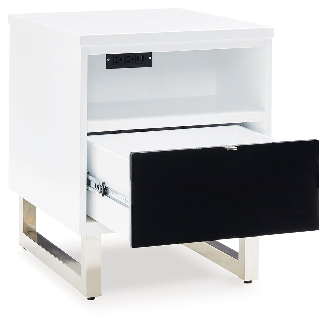 Gardoni White/Black Chairside End Table - T756-7 - Bien Home Furniture & Electronics