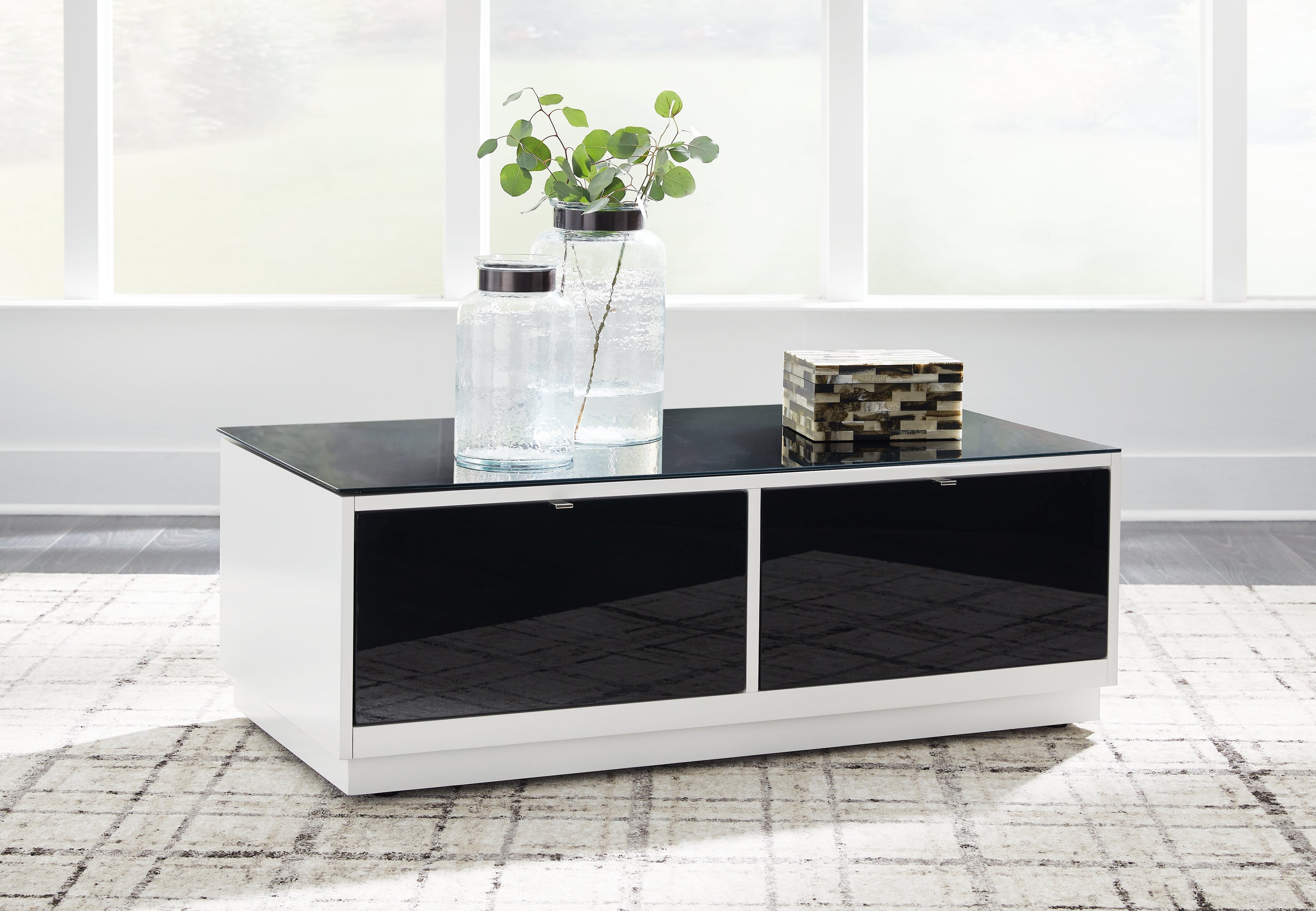 Gardoni White/Black Coffee Table - T756-1 - Bien Home Furniture &amp; Electronics