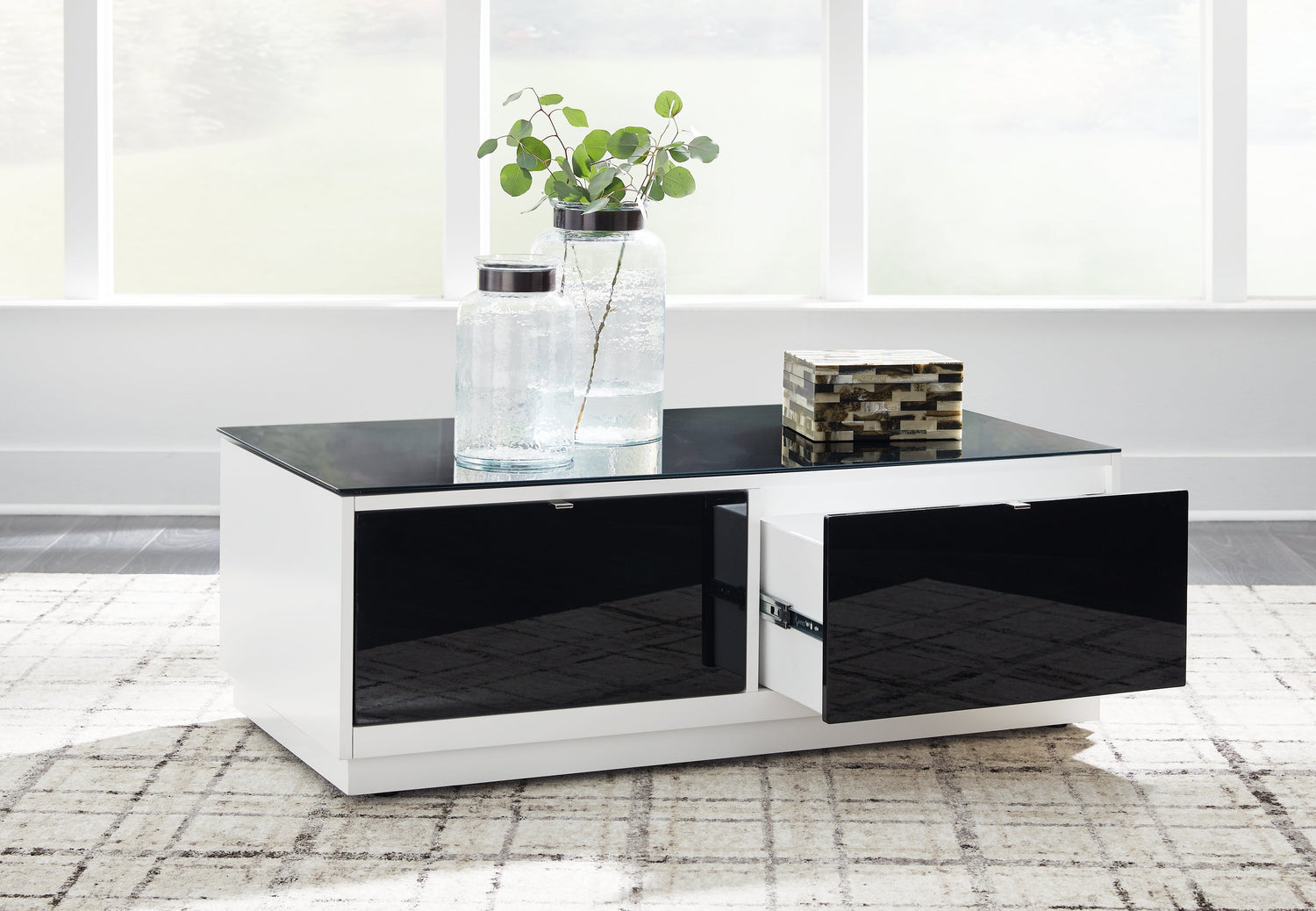 Gardoni White/Black Coffee Table - T756-1 - Bien Home Furniture & Electronics