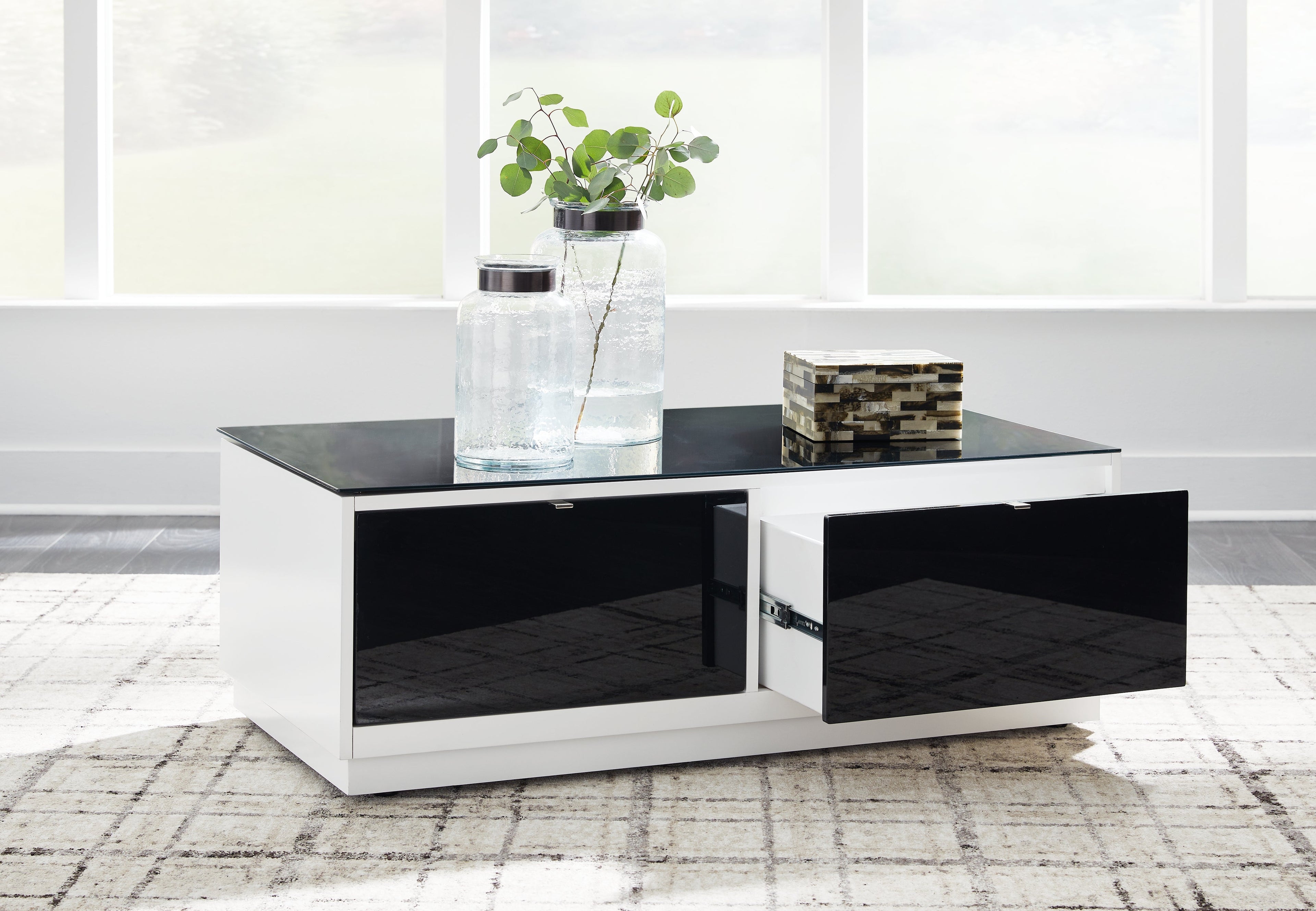 Gardoni White/Black Coffee Table - T756-1 - Bien Home Furniture &amp; Electronics