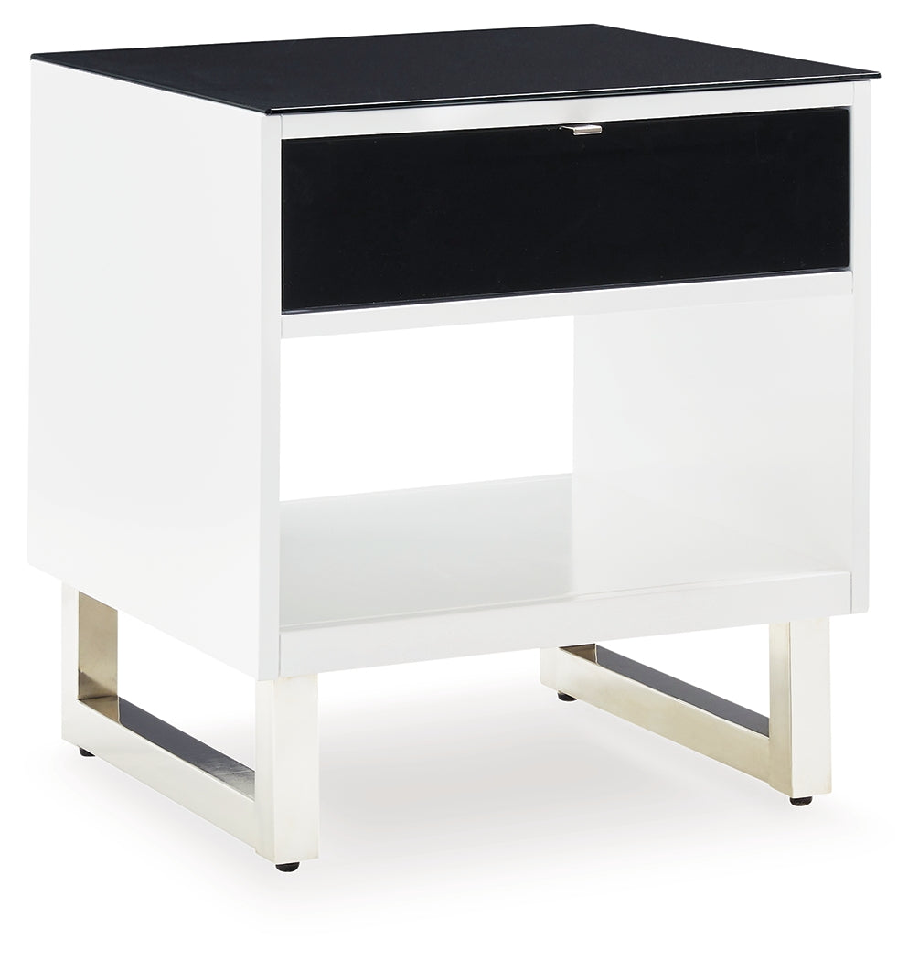 Gardoni White/Black End Table - T756-3 - Bien Home Furniture &amp; Electronics