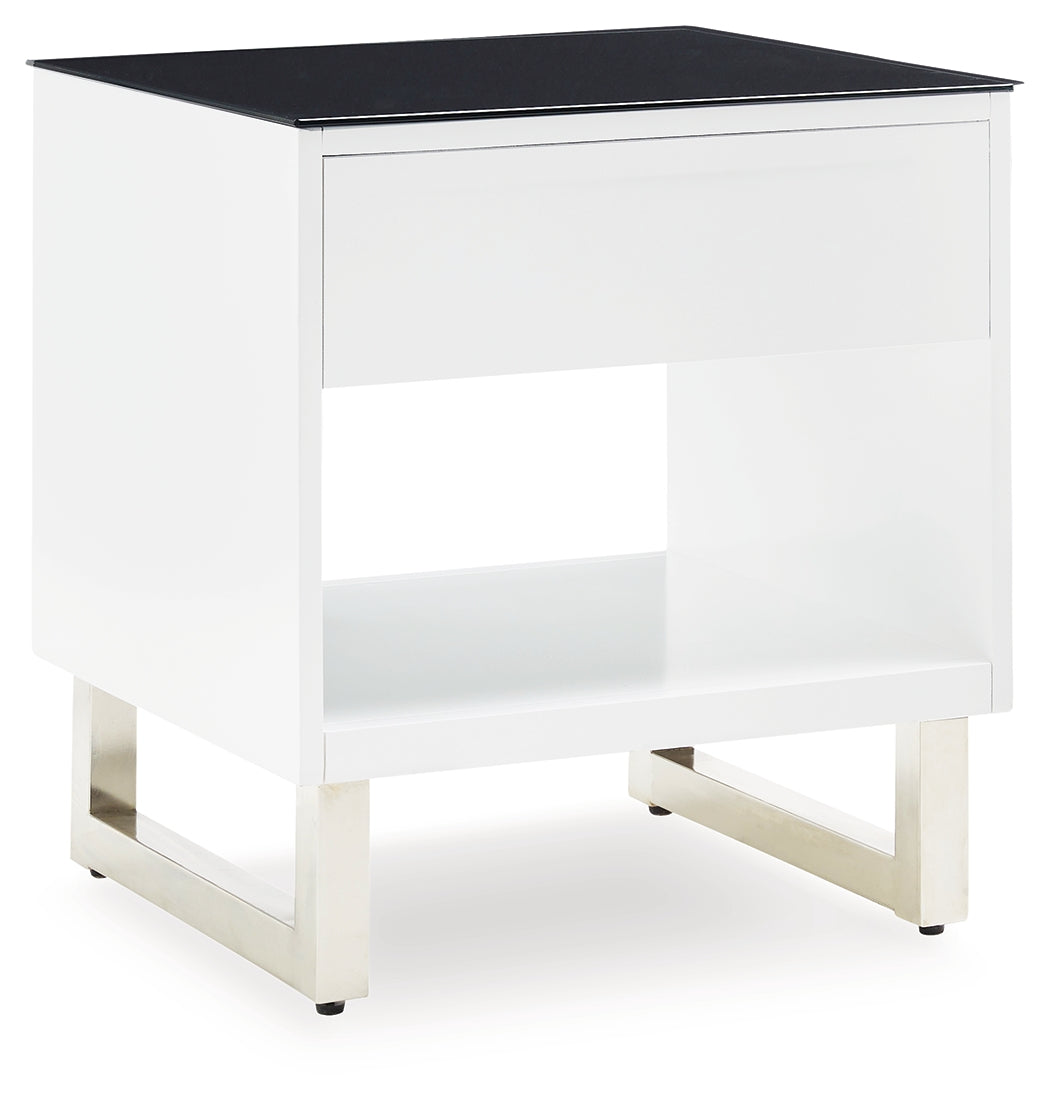 Gardoni White/Black End Table - T756-3 - Bien Home Furniture & Electronics