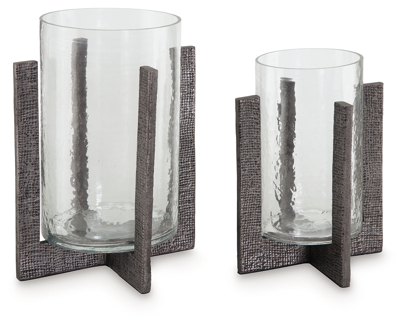 Garekton Clear/Pewter Finish Candle Holder, Set of 2 - A2000591 - Bien Home Furniture & Electronics