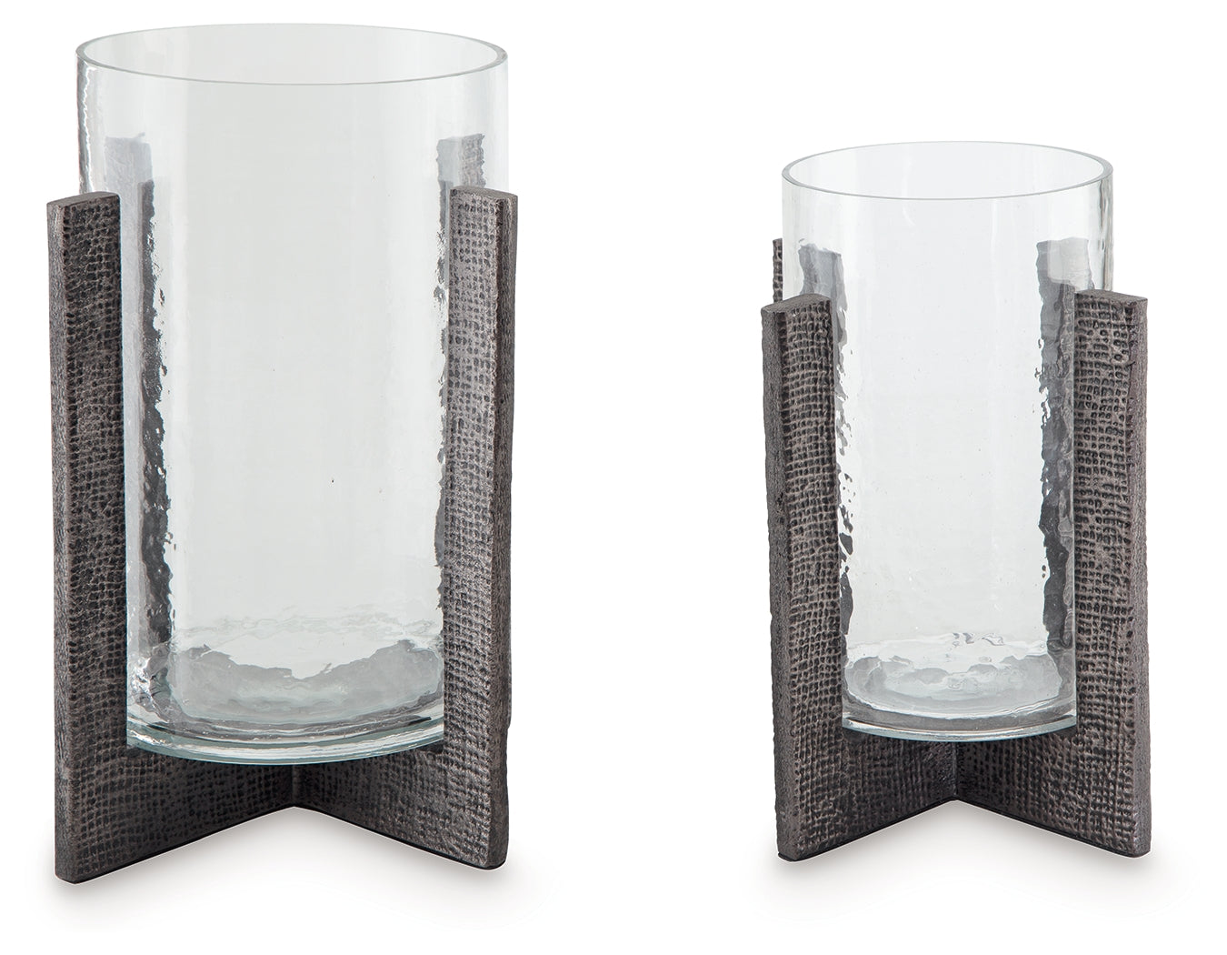 Garekton Clear/Pewter Finish Candle Holder, Set of 2 - A2000591 - Bien Home Furniture & Electronics