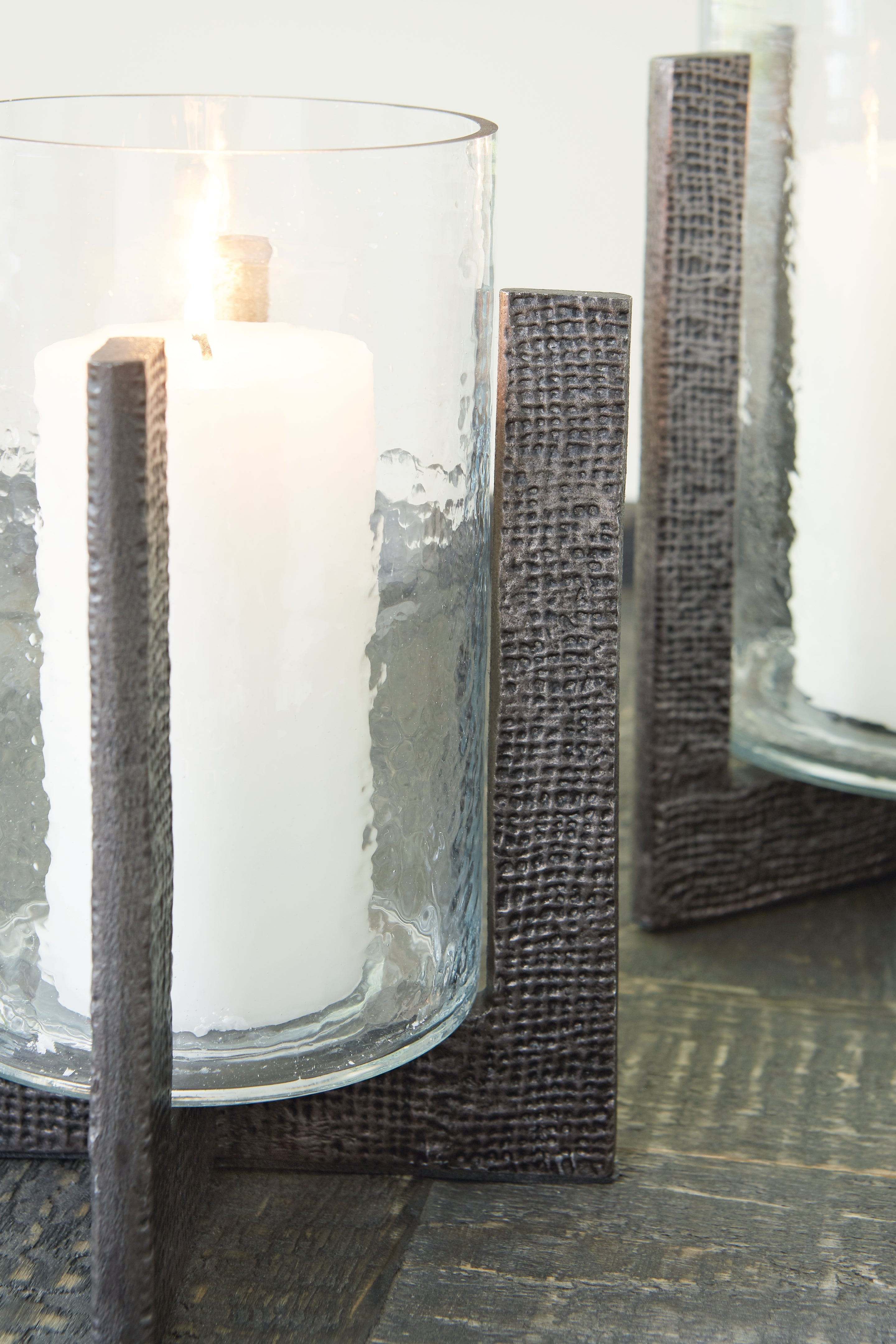 Garekton Clear/Pewter Finish Candle Holder, Set of 2 - A2000591 - Bien Home Furniture & Electronics