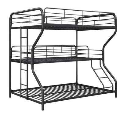 Garner Gunmetal Triple Bunk Bed with Ladder - 400778 - Bien Home Furniture &amp; Electronics