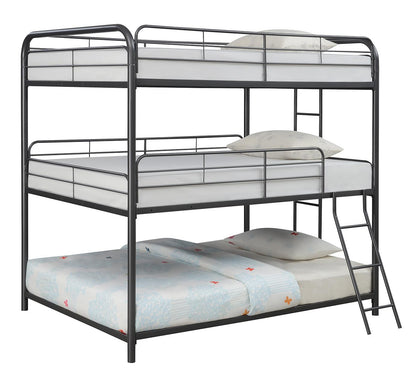 Garner Gunmetal Triple Bunk Bed with Ladder - 400779 - Bien Home Furniture &amp; Electronics