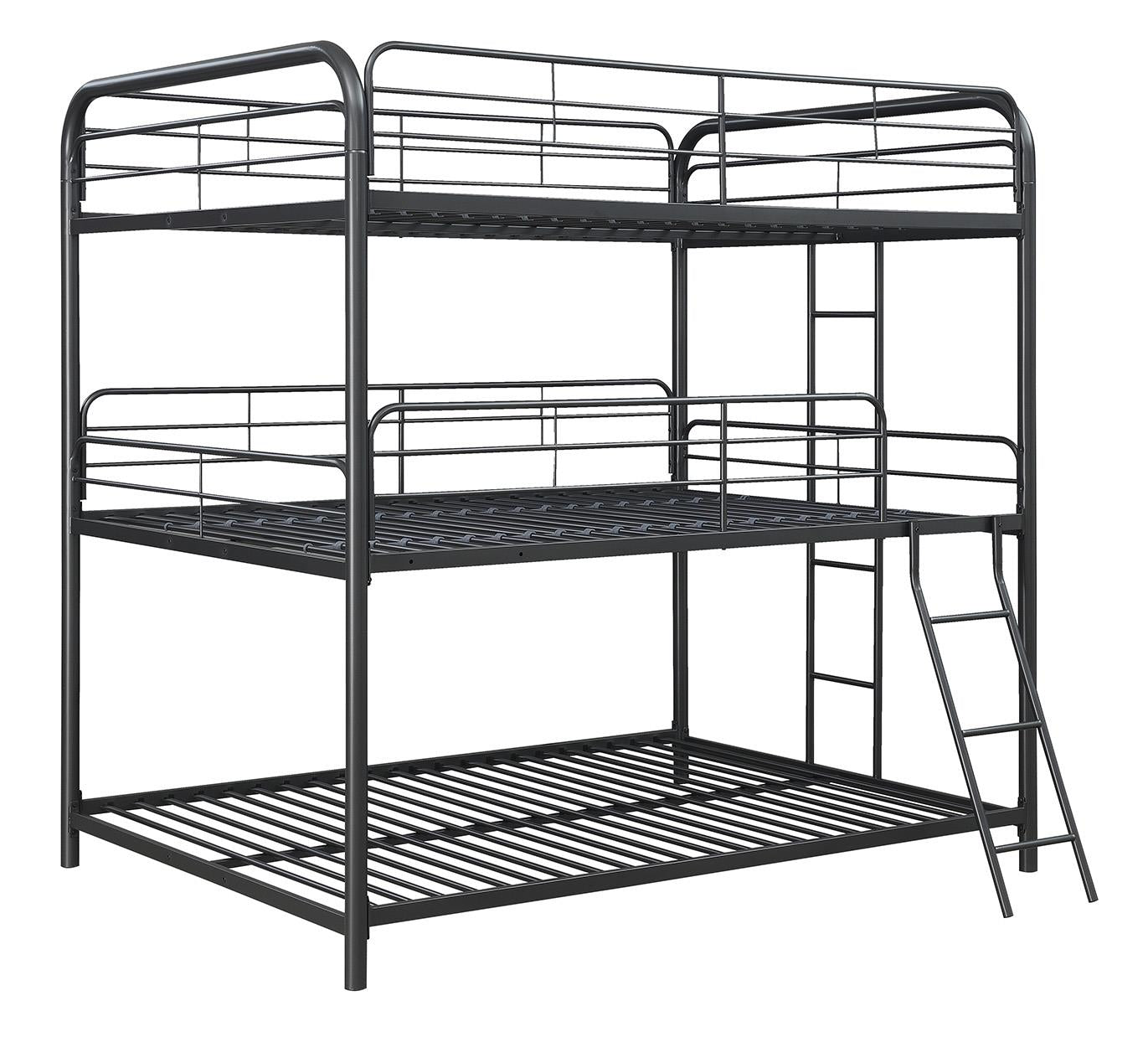 Garner Gunmetal Triple Bunk Bed with Ladder - 400779 - Bien Home Furniture &amp; Electronics