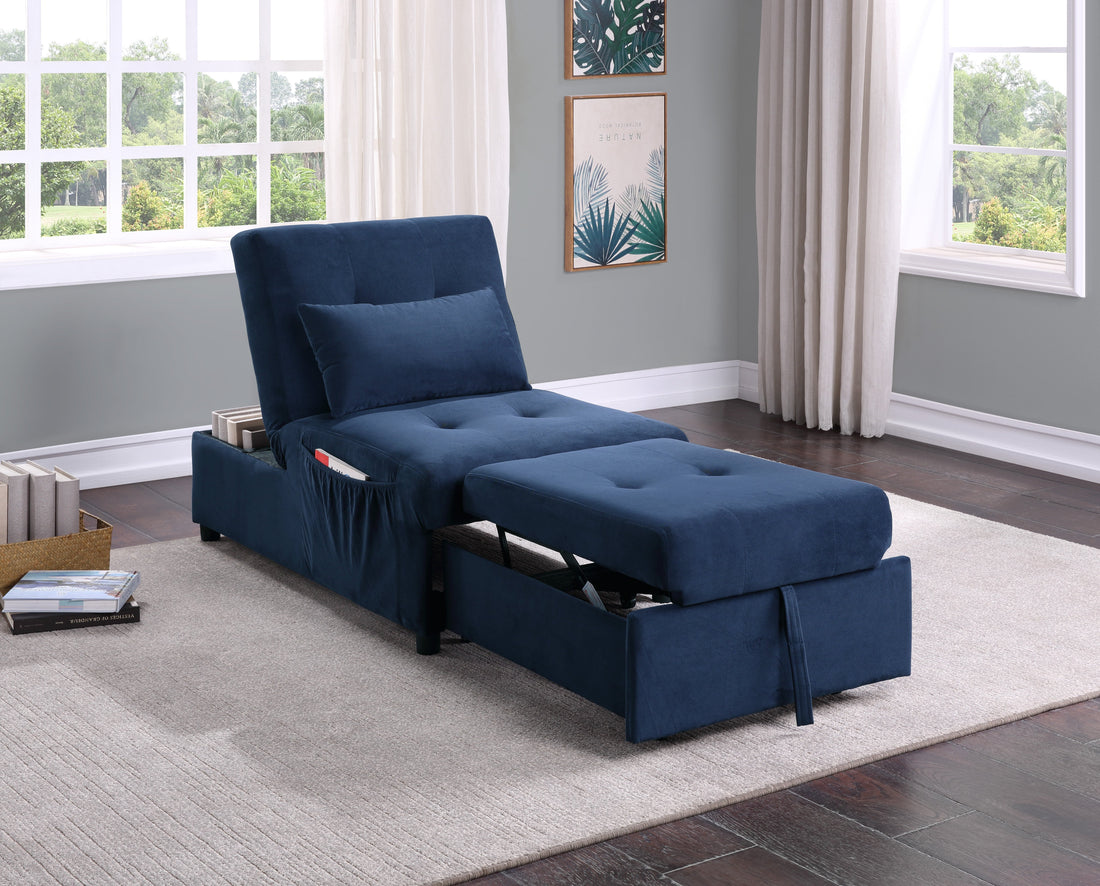 Garrell Blue Velvet Lift Top Storage Bench with Pull-out Bed - 4615-F1 - Bien Home Furniture &amp; Electronics