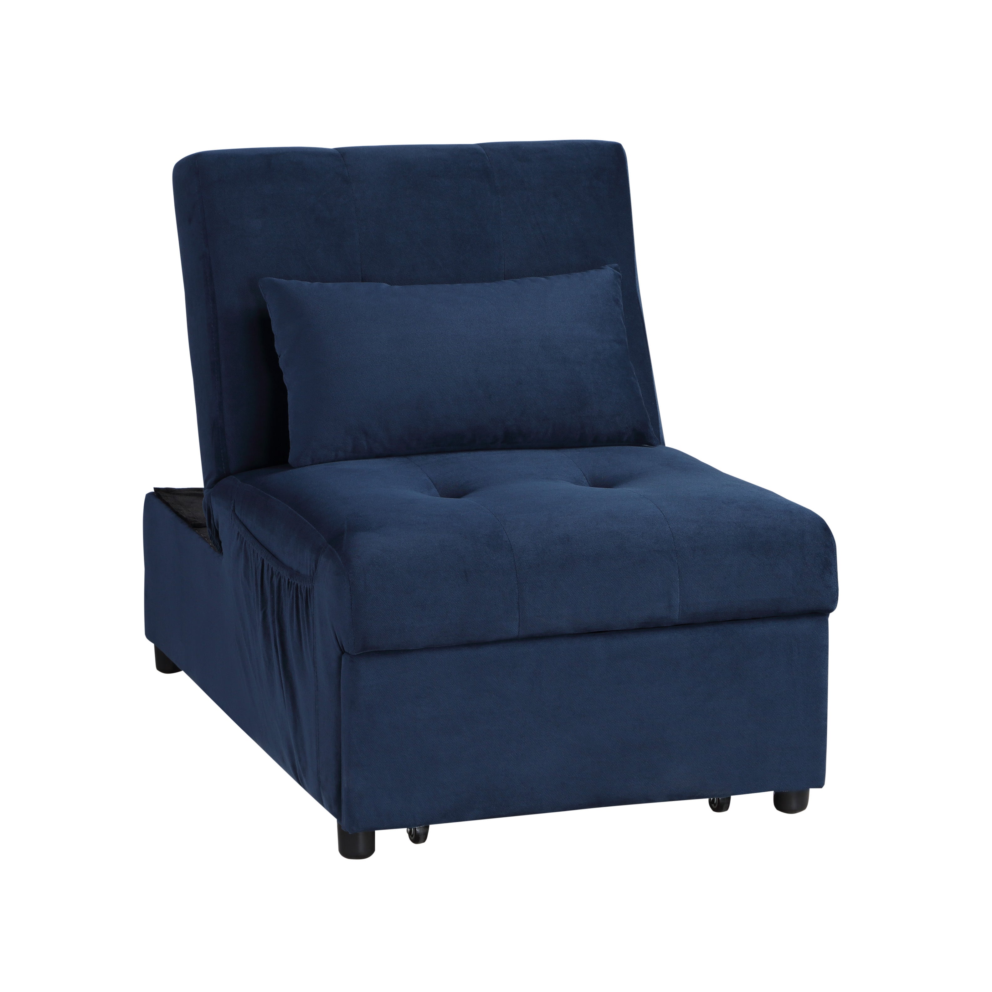Garrell Blue Velvet Lift Top Storage Bench with Pull-out Bed - 4615-F1 - Bien Home Furniture & Electronics