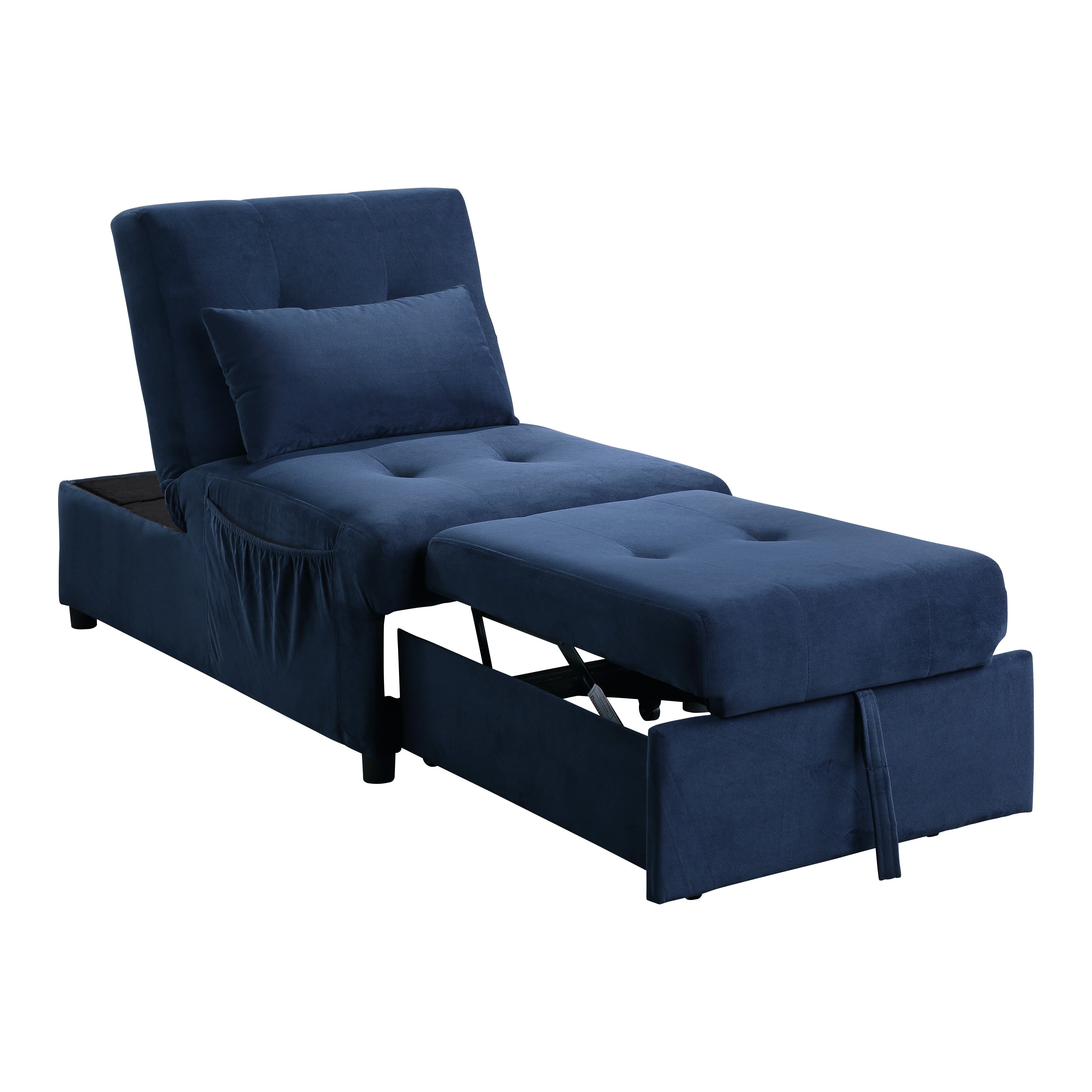 Garrell Blue Velvet Lift Top Storage Bench with Pull-out Bed - 4615-F1 - Bien Home Furniture & Electronics