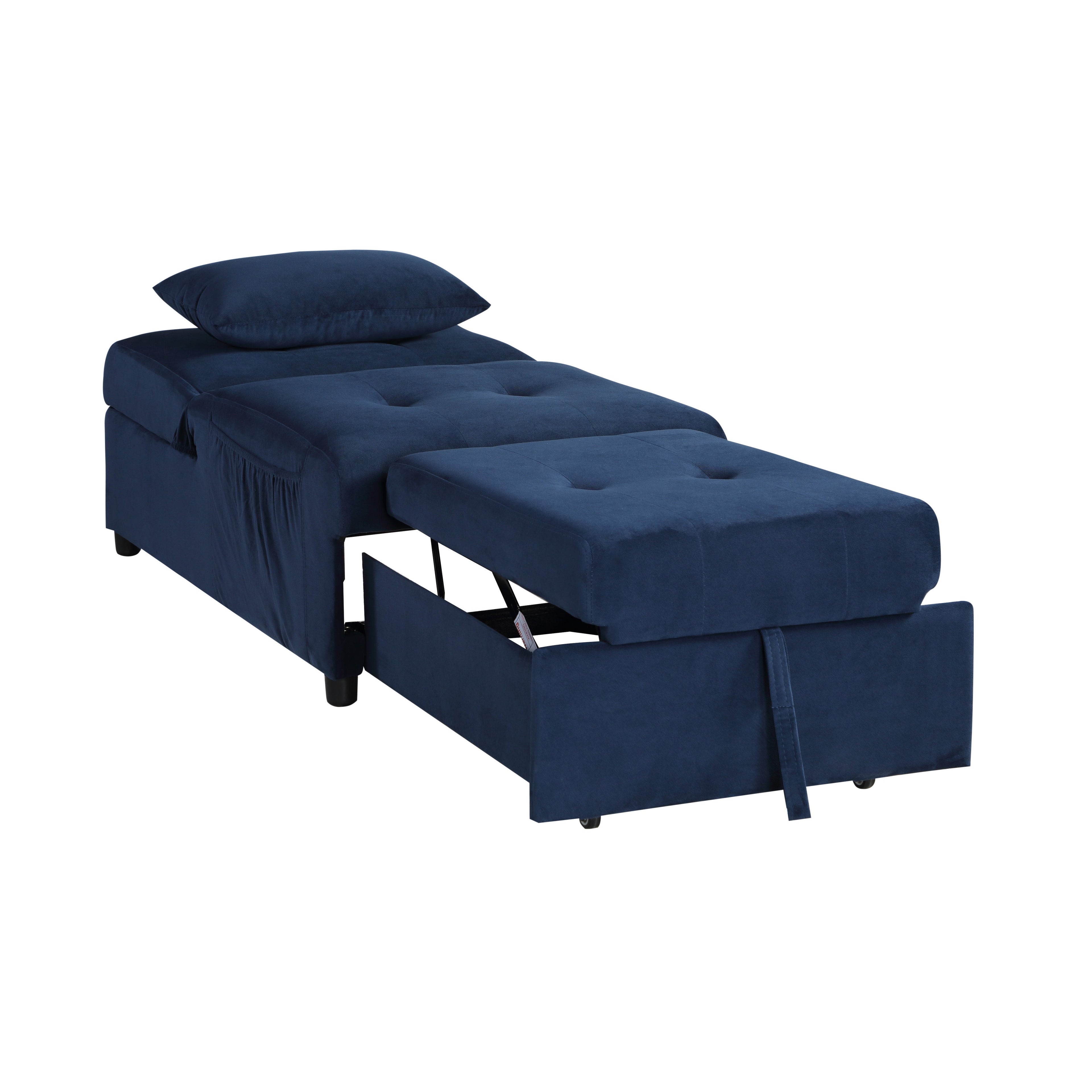 Garrell Blue Velvet Lift Top Storage Bench with Pull-out Bed - 4615-F1 - Bien Home Furniture & Electronics