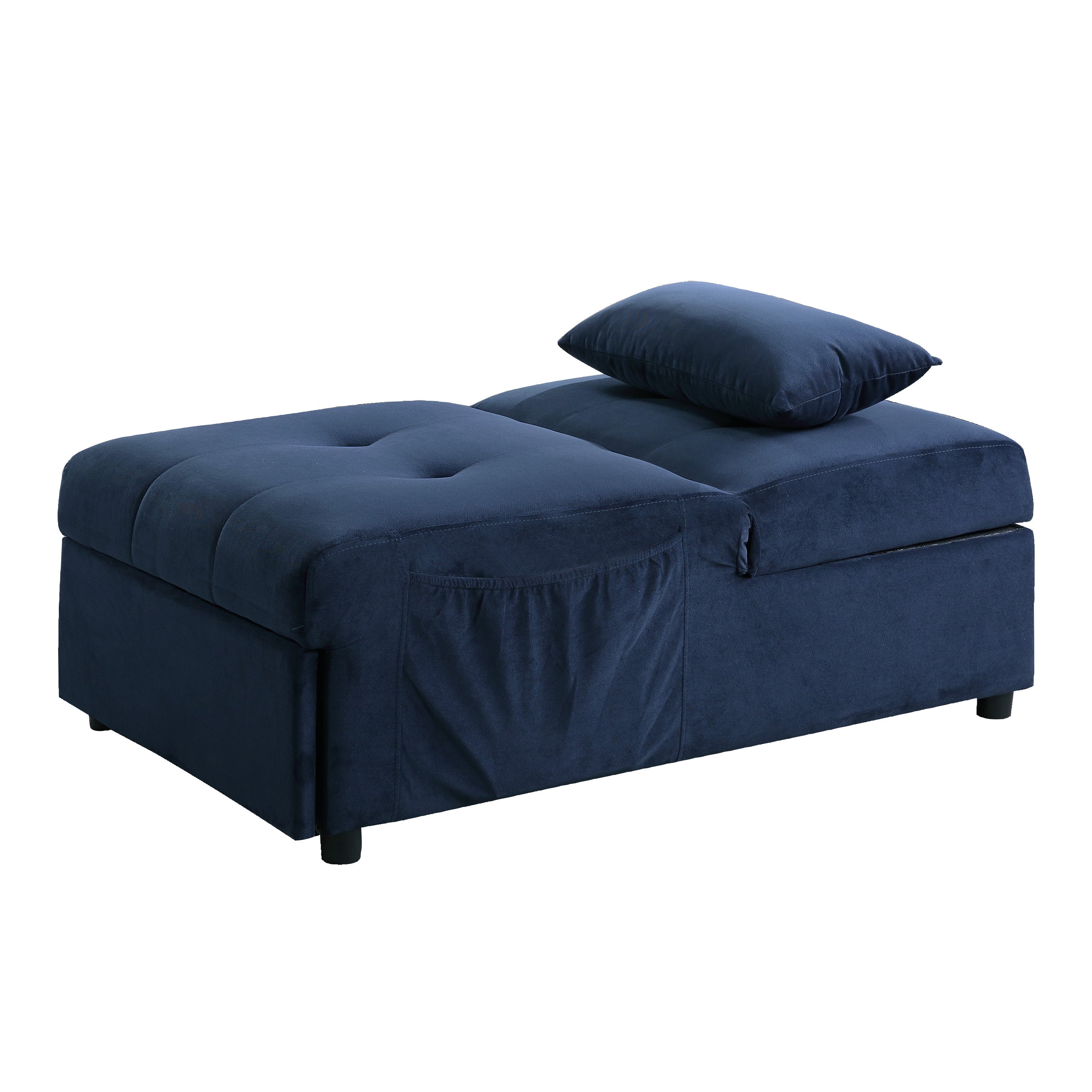 Garrell Blue Velvet Lift Top Storage Bench with Pull-out Bed - 4615-F1 - Bien Home Furniture & Electronics