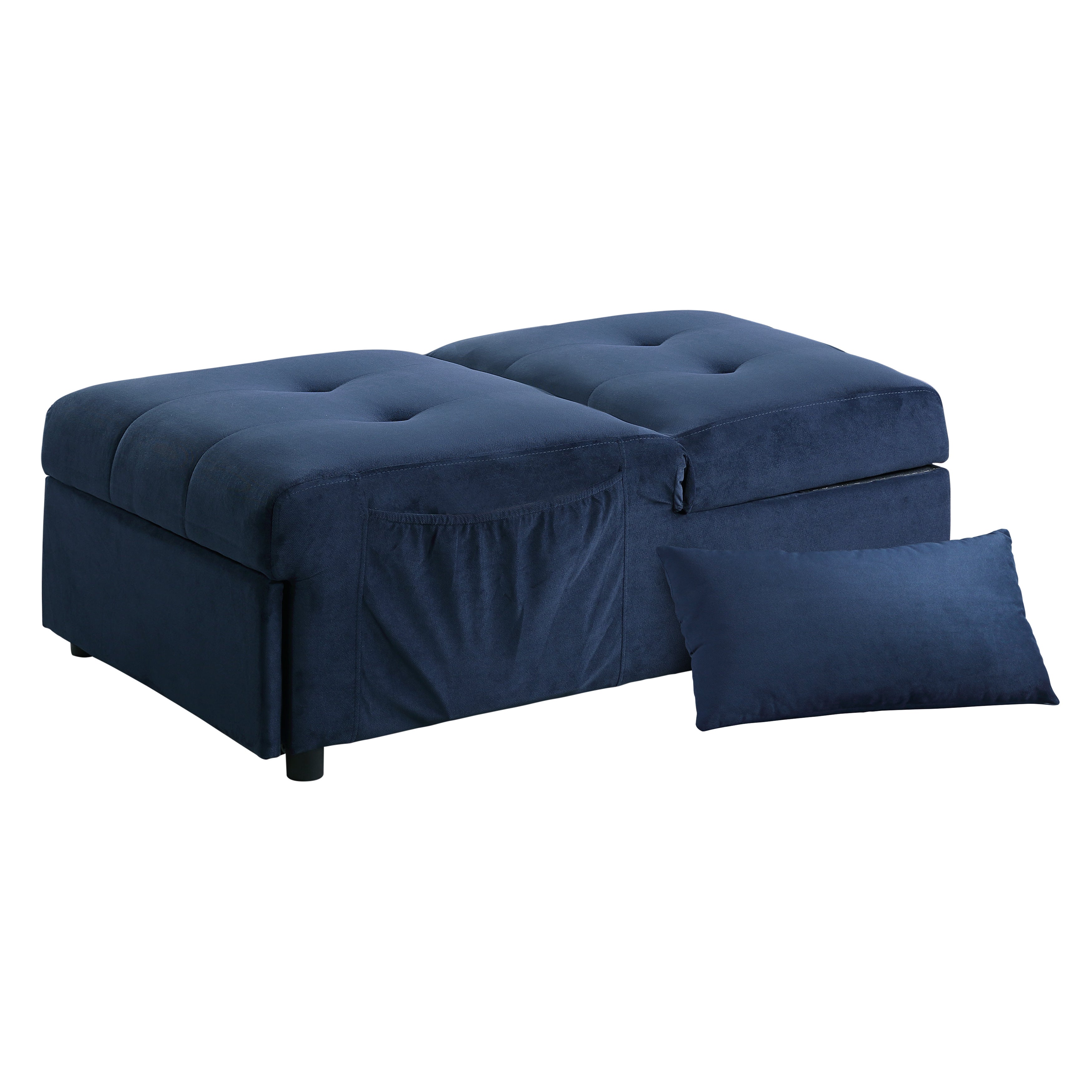 Garrell Blue Velvet Lift Top Storage Bench with Pull-out Bed - 4615-F1 - Bien Home Furniture & Electronics