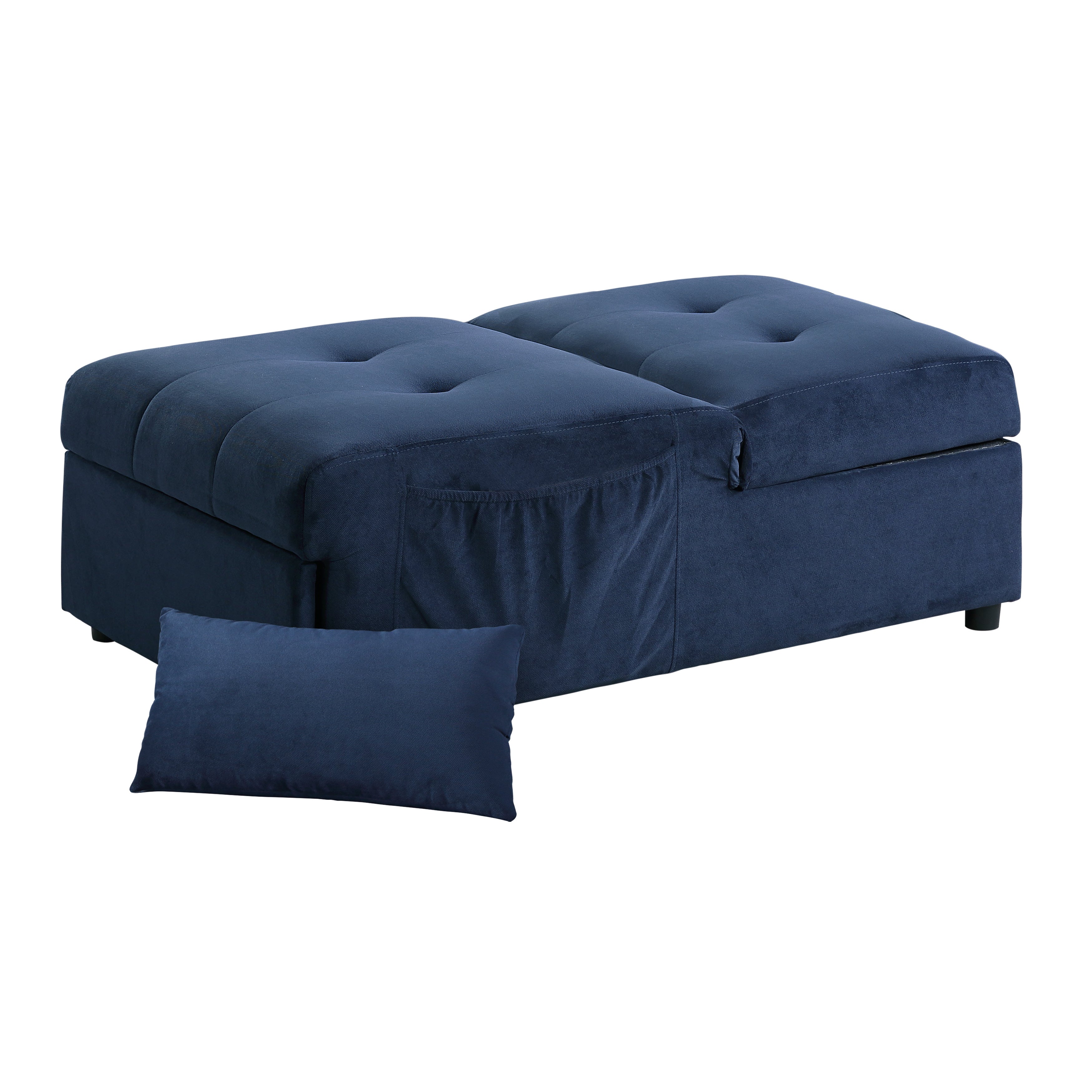 Garrell Blue Velvet Lift Top Storage Bench with Pull-out Bed - 4615-F1 - Bien Home Furniture & Electronics