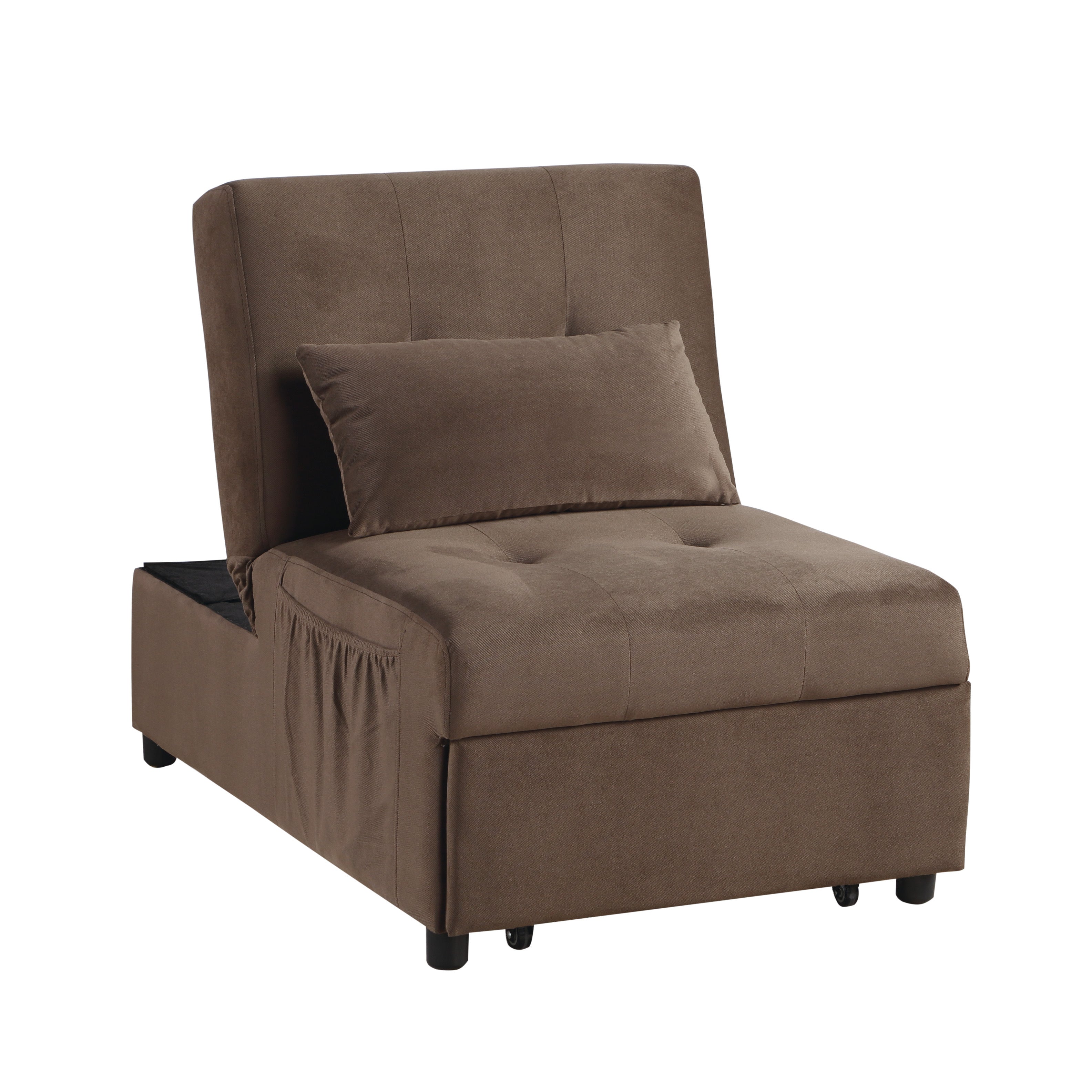 Garrell Brown Velvet Lift Top Storage Bench with Pull-out Bed - 4615-F2 - Bien Home Furniture & Electronics