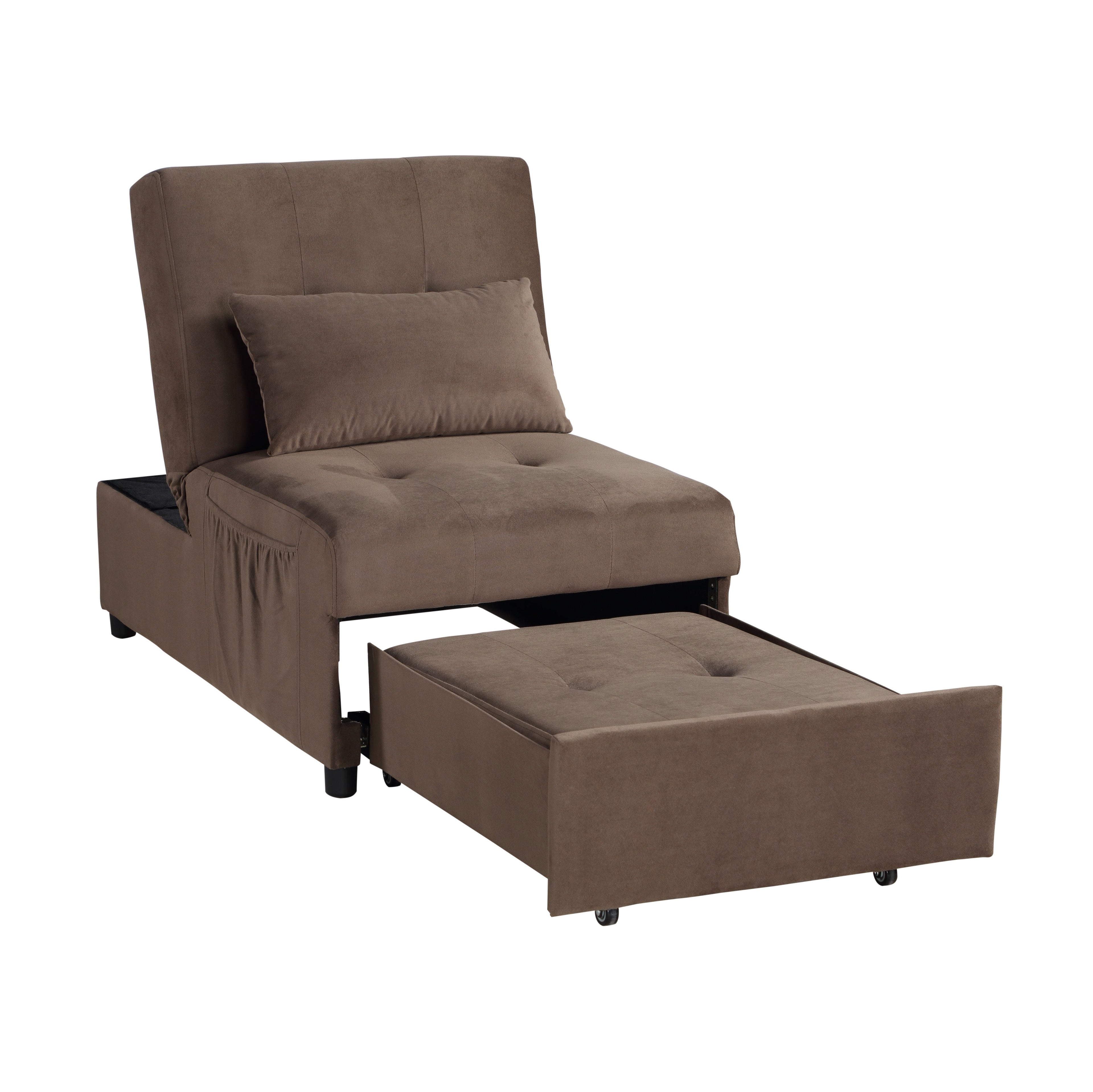 Garrell Brown Velvet Lift Top Storage Bench with Pull-out Bed - 4615-F2 - Bien Home Furniture & Electronics