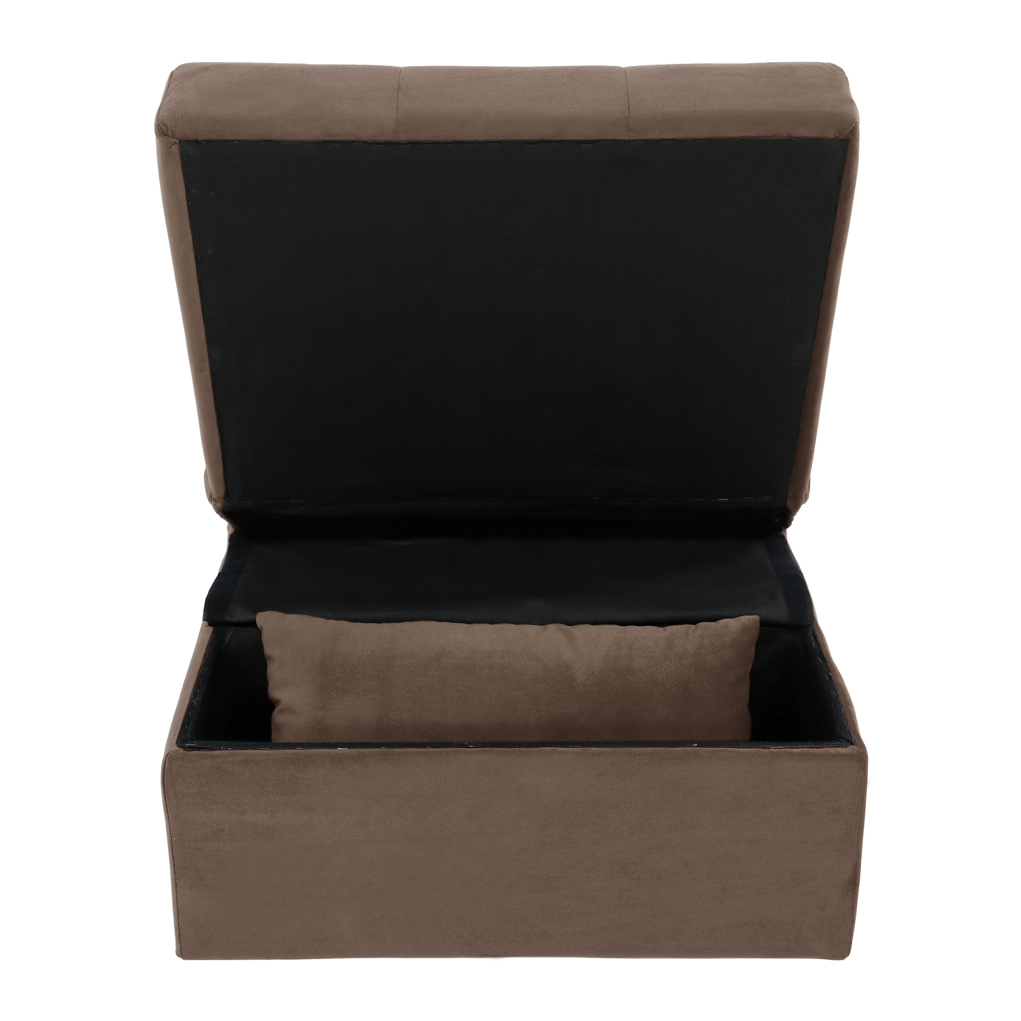Garrell Brown Velvet Lift Top Storage Bench with Pull-out Bed - 4615-F2 - Bien Home Furniture & Electronics