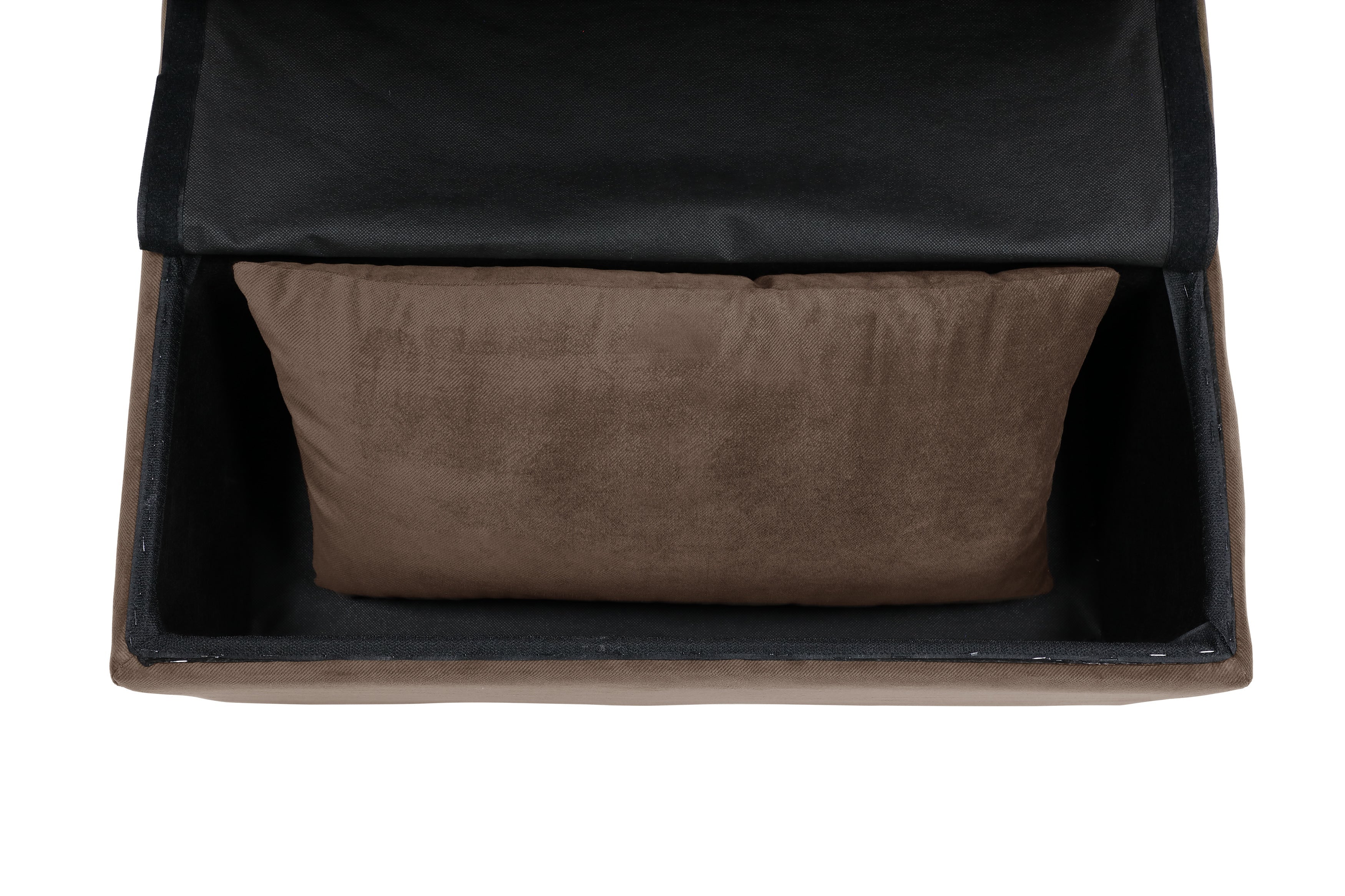 Garrell Brown Velvet Lift Top Storage Bench with Pull-out Bed - 4615-F2 - Bien Home Furniture & Electronics