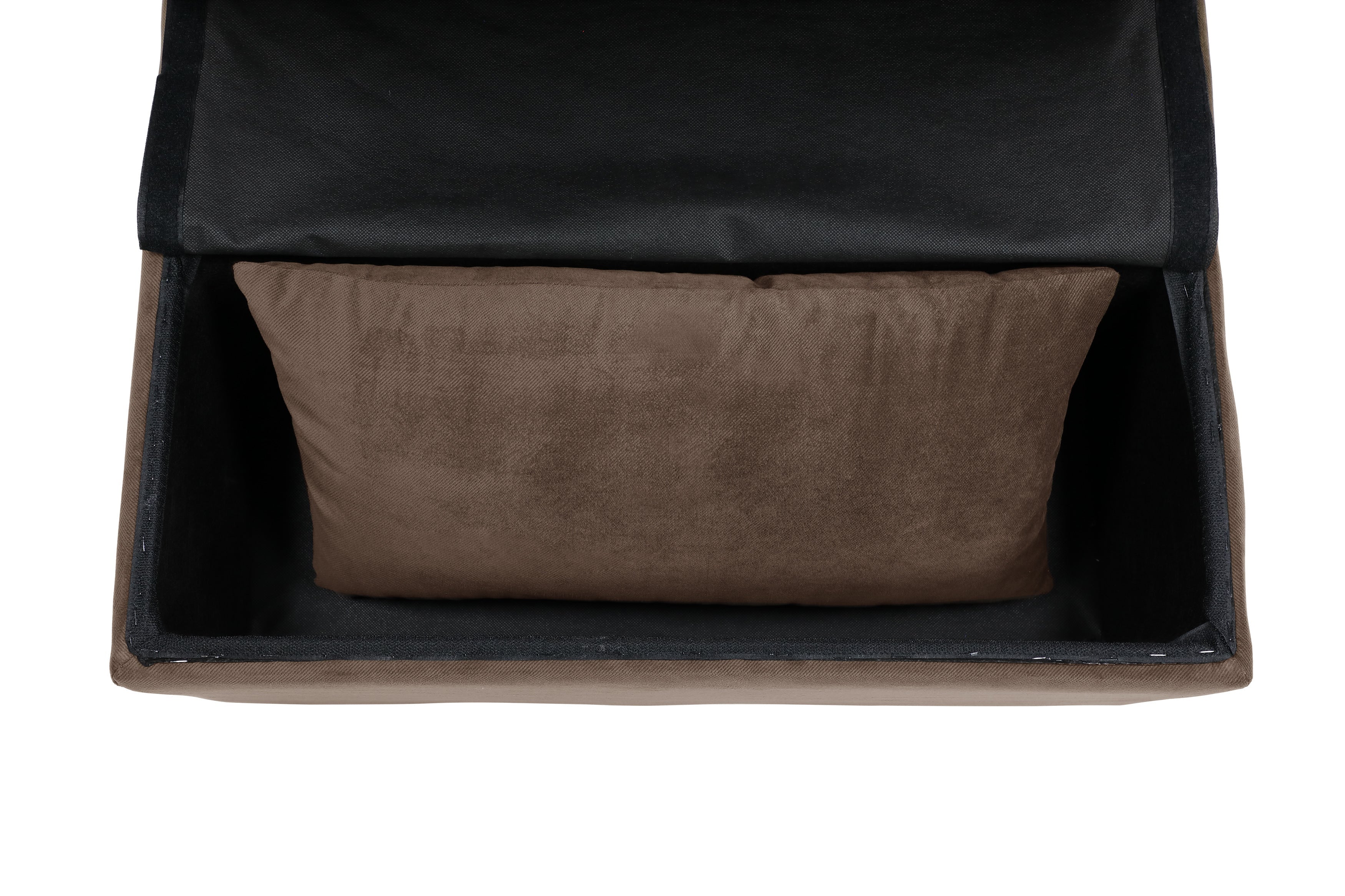 Garrell Brown Velvet Lift Top Storage Bench with Pull-out Bed - 4615-F2 - Bien Home Furniture &amp; Electronics
