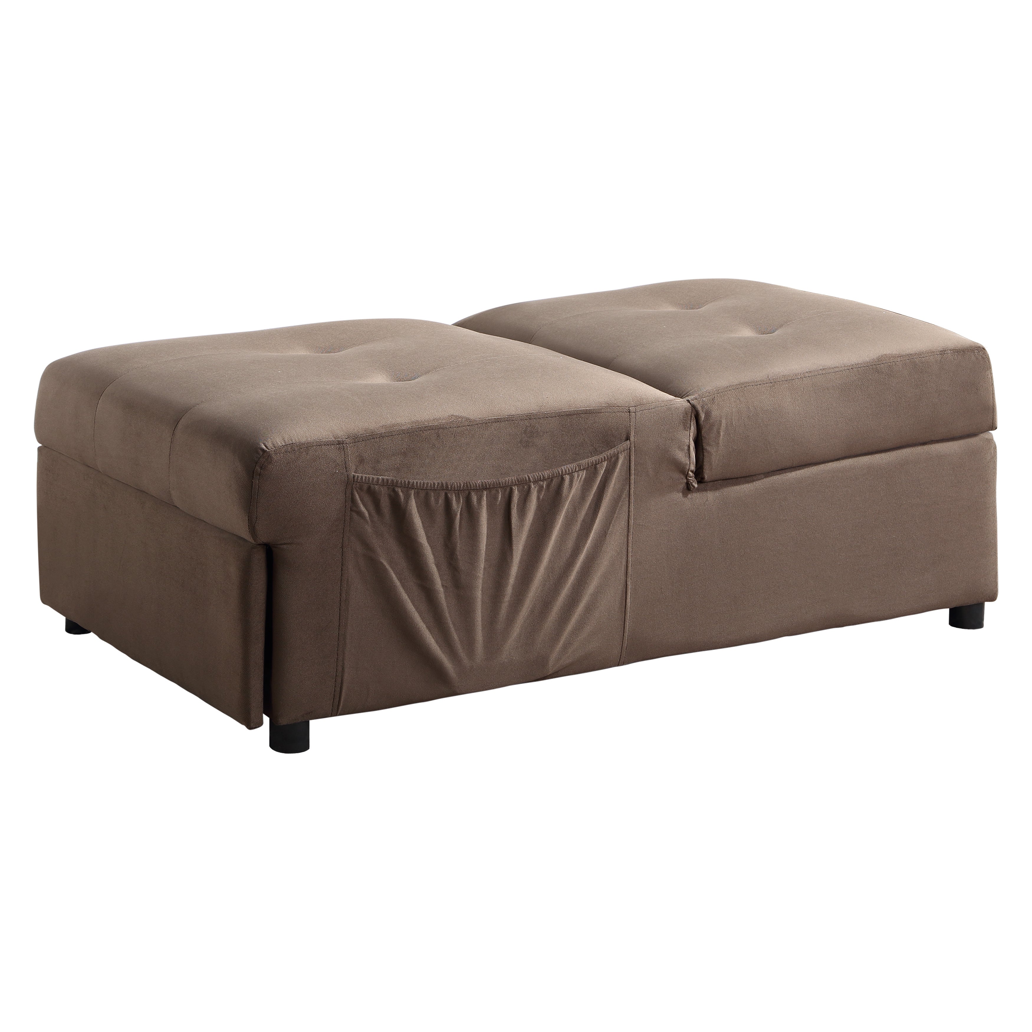 Garrell Brown Velvet Lift Top Storage Bench with Pull-out Bed - 4615-F2 - Bien Home Furniture & Electronics