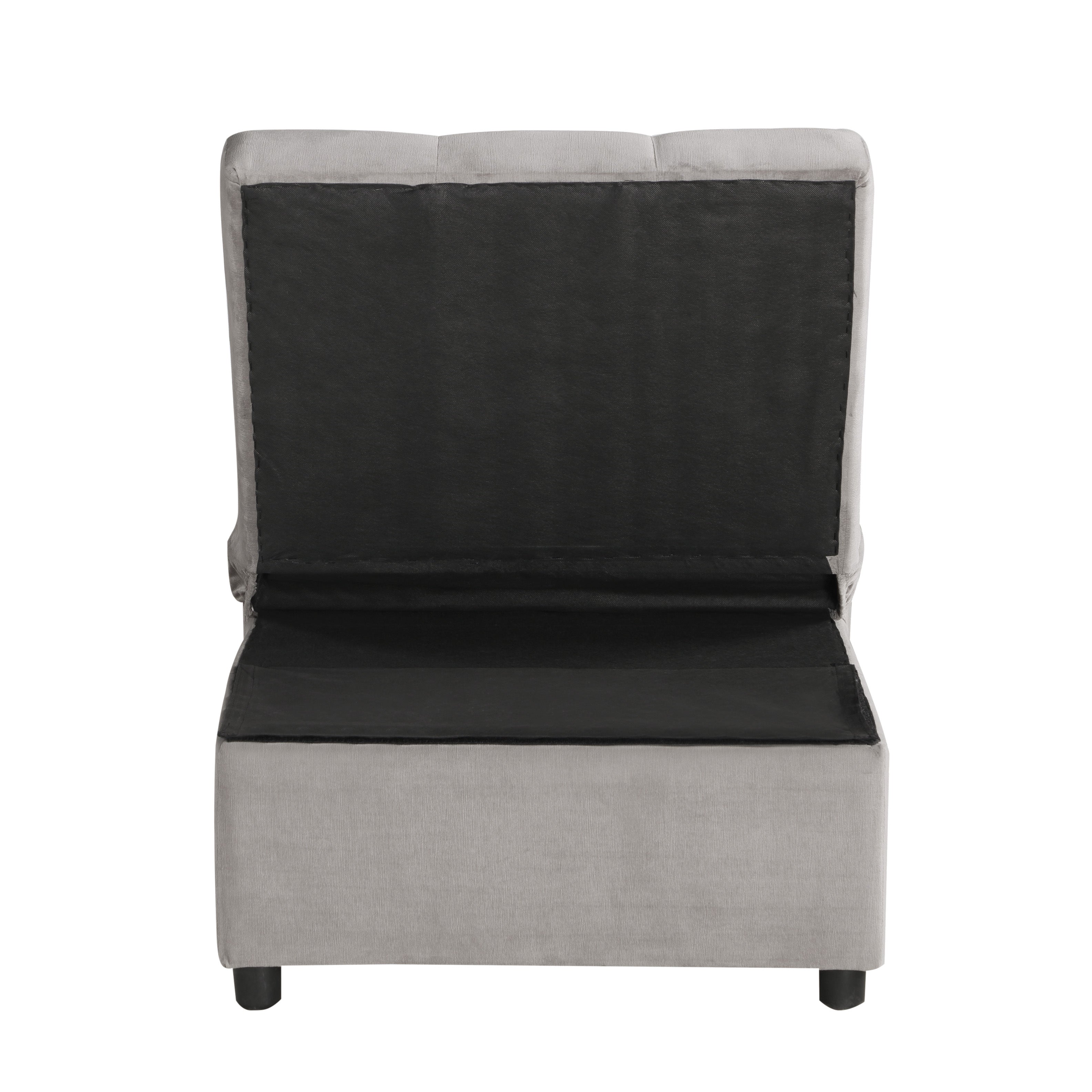 Garrell Brownish Gray Velvet Lift Top Storage Bench with Pull-out Bed - 4615-F4 - Bien Home Furniture & Electronics