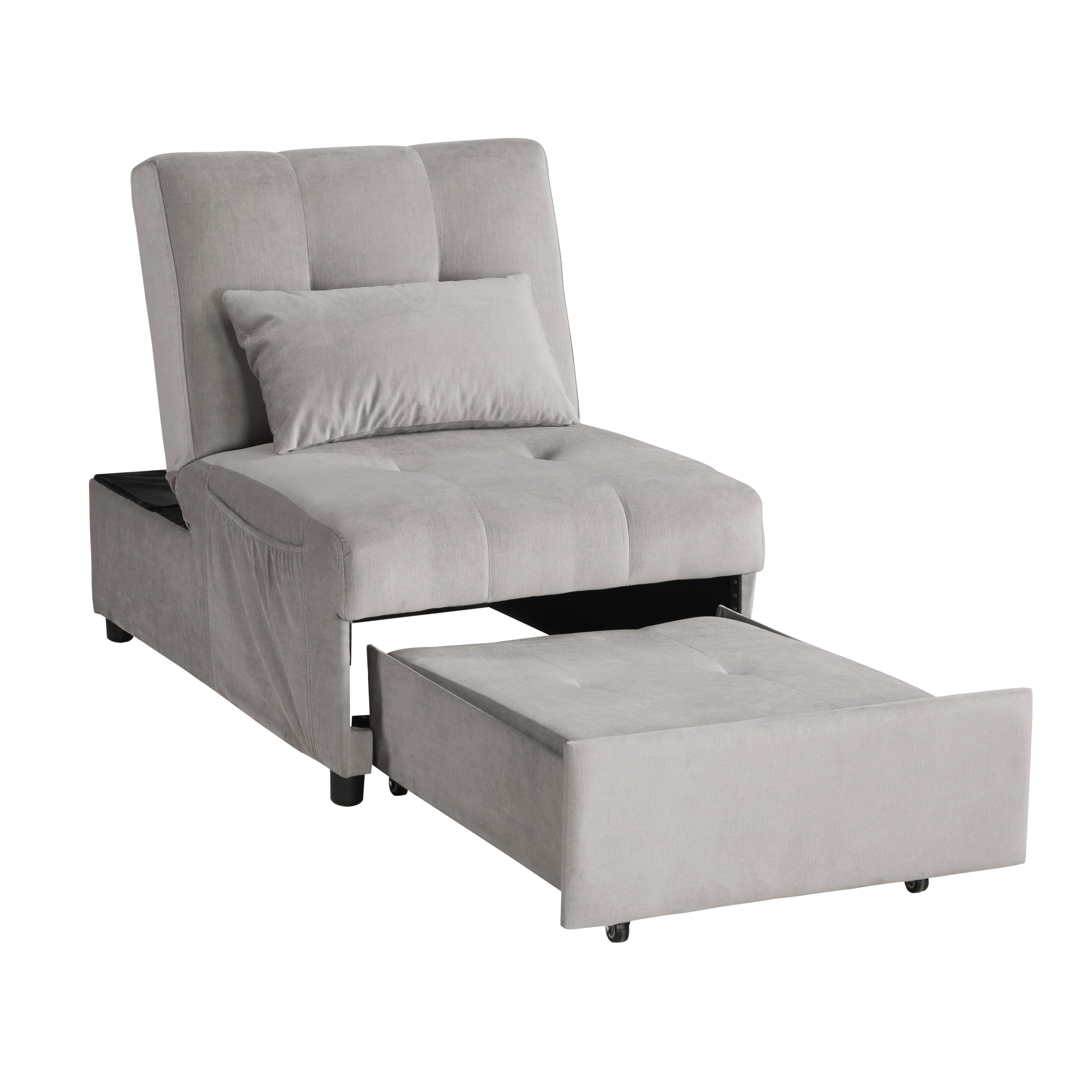 Garrell Brownish Gray Velvet Lift Top Storage Bench with Pull-out Bed - 4615-F4 - Bien Home Furniture & Electronics
