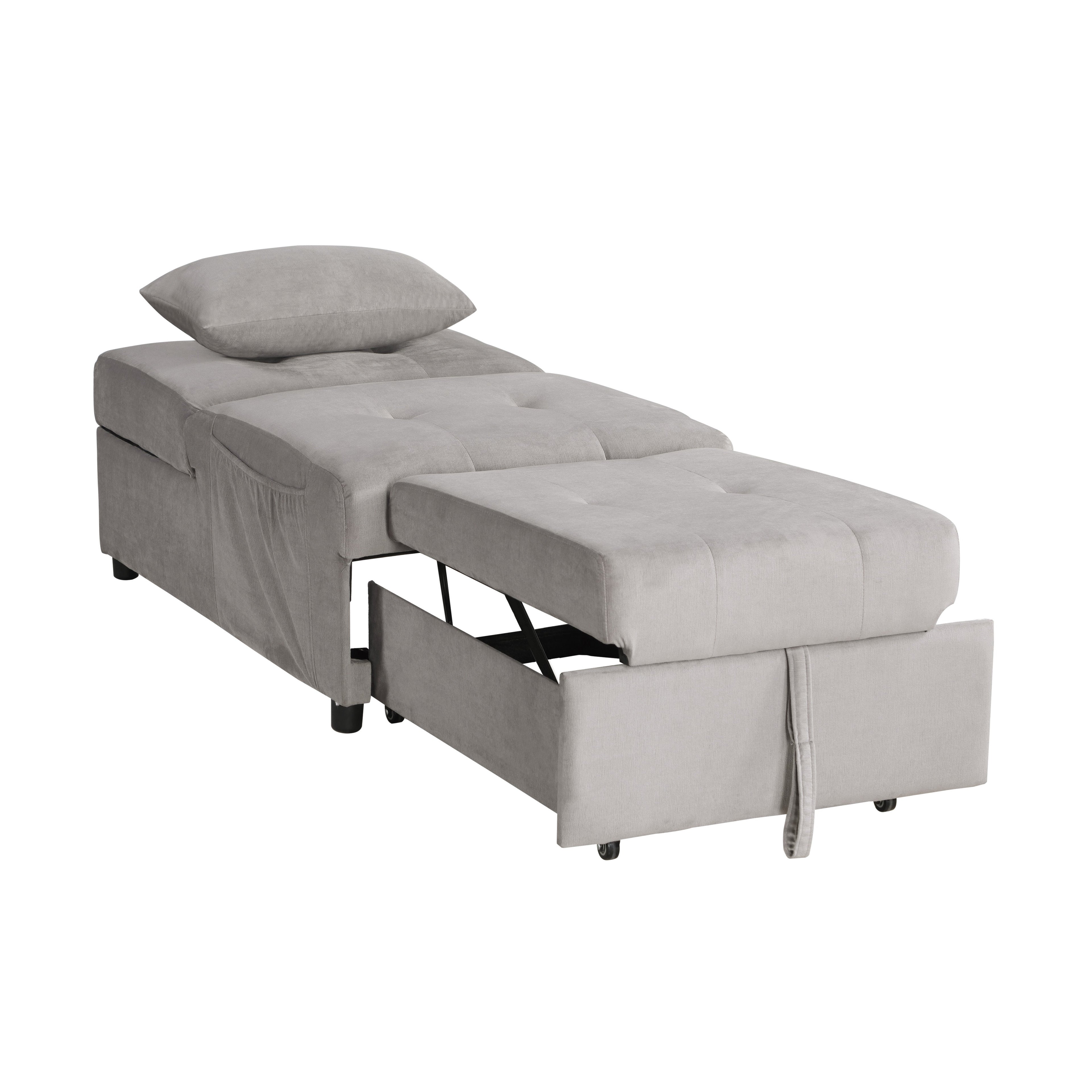Garrell Brownish Gray Velvet Lift Top Storage Bench with Pull-out Bed - 4615-F4 - Bien Home Furniture & Electronics