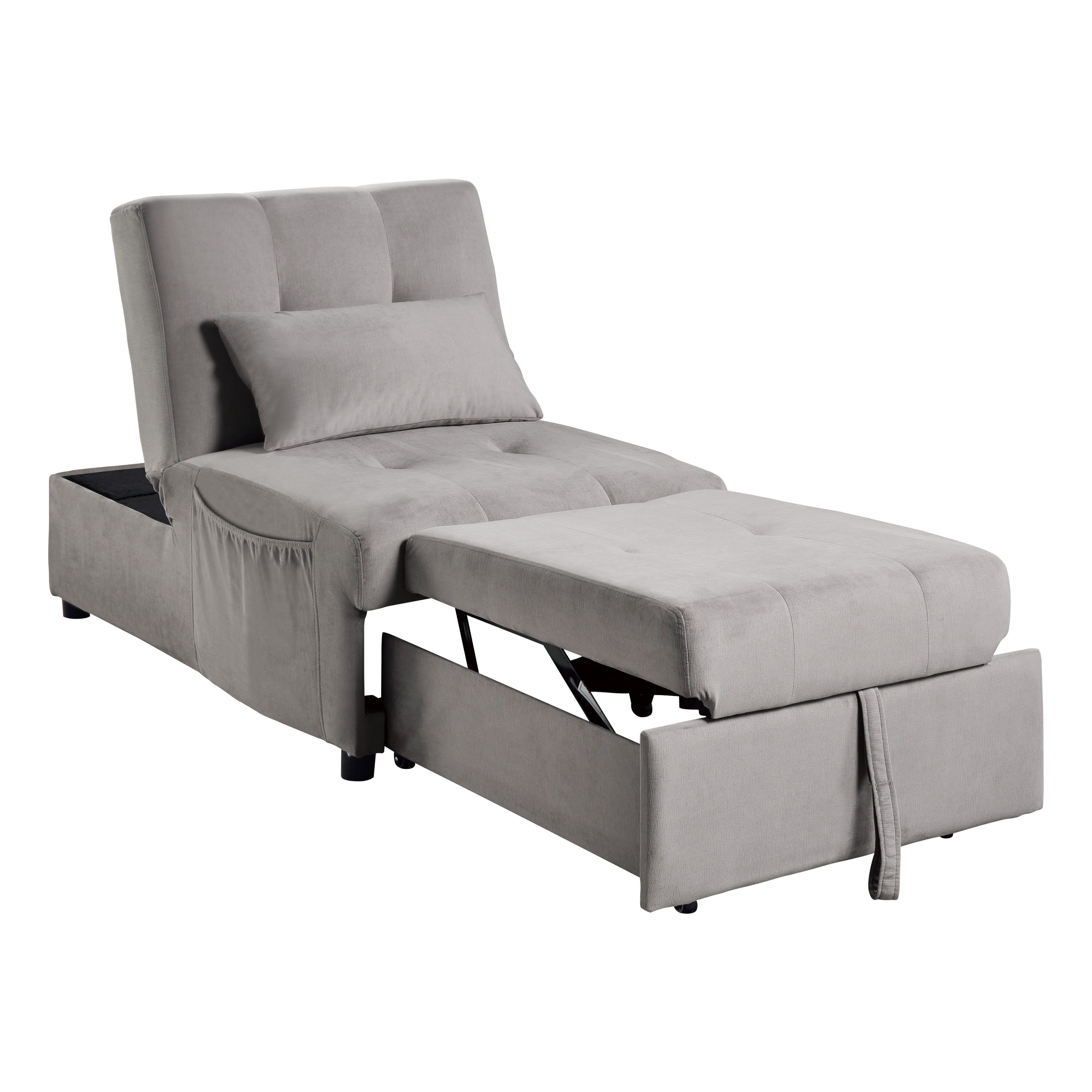 Garrell Brownish Gray Velvet Lift Top Storage Bench with Pull-out Bed - 4615-F4 - Bien Home Furniture & Electronics