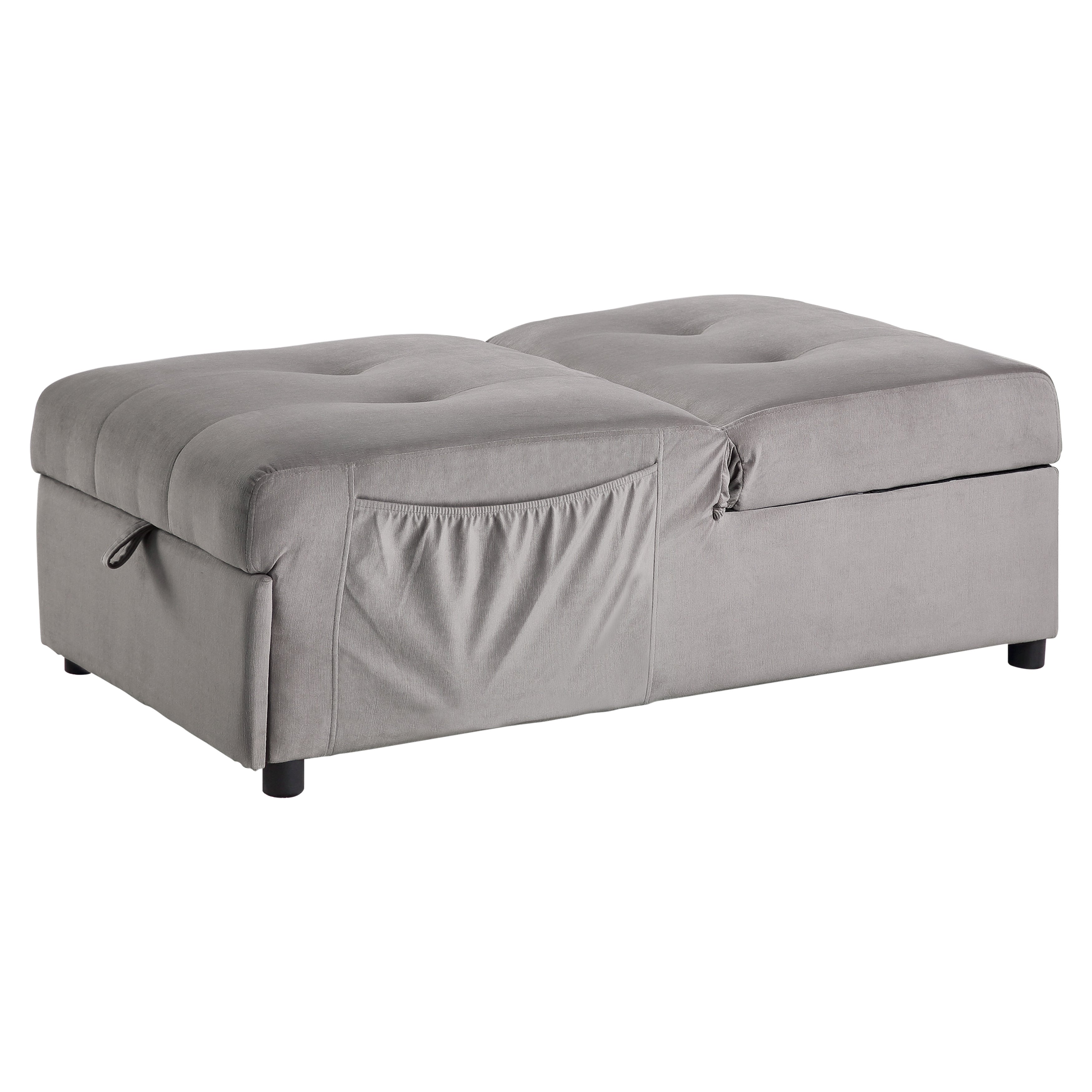 Garrell Brownish Gray Velvet Lift Top Storage Bench with Pull-out Bed - 4615-F4 - Bien Home Furniture & Electronics