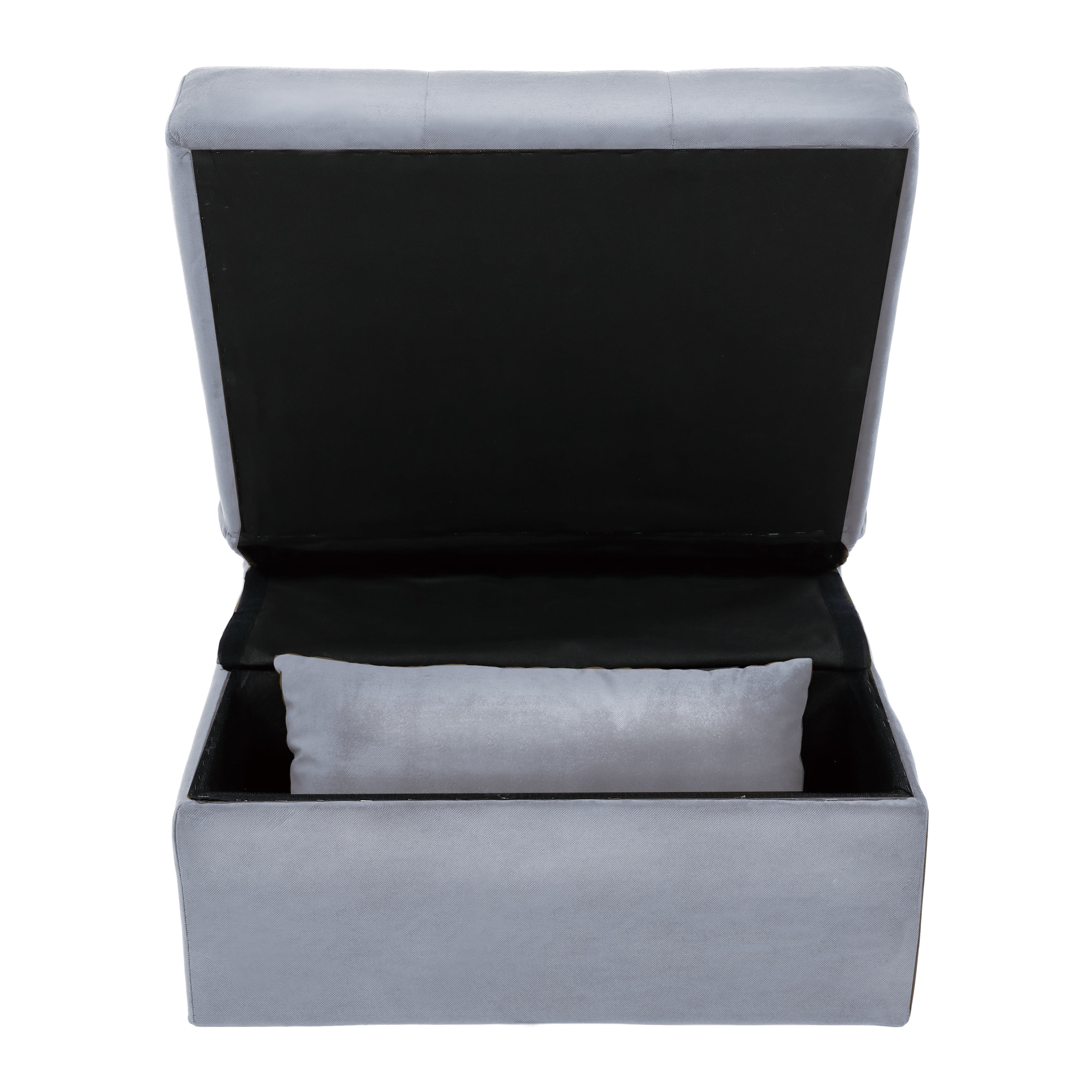 Garrell Gray Velvet Lift Top Storage Bench with Pull-out Bed - 4615-F3 - Bien Home Furniture & Electronics