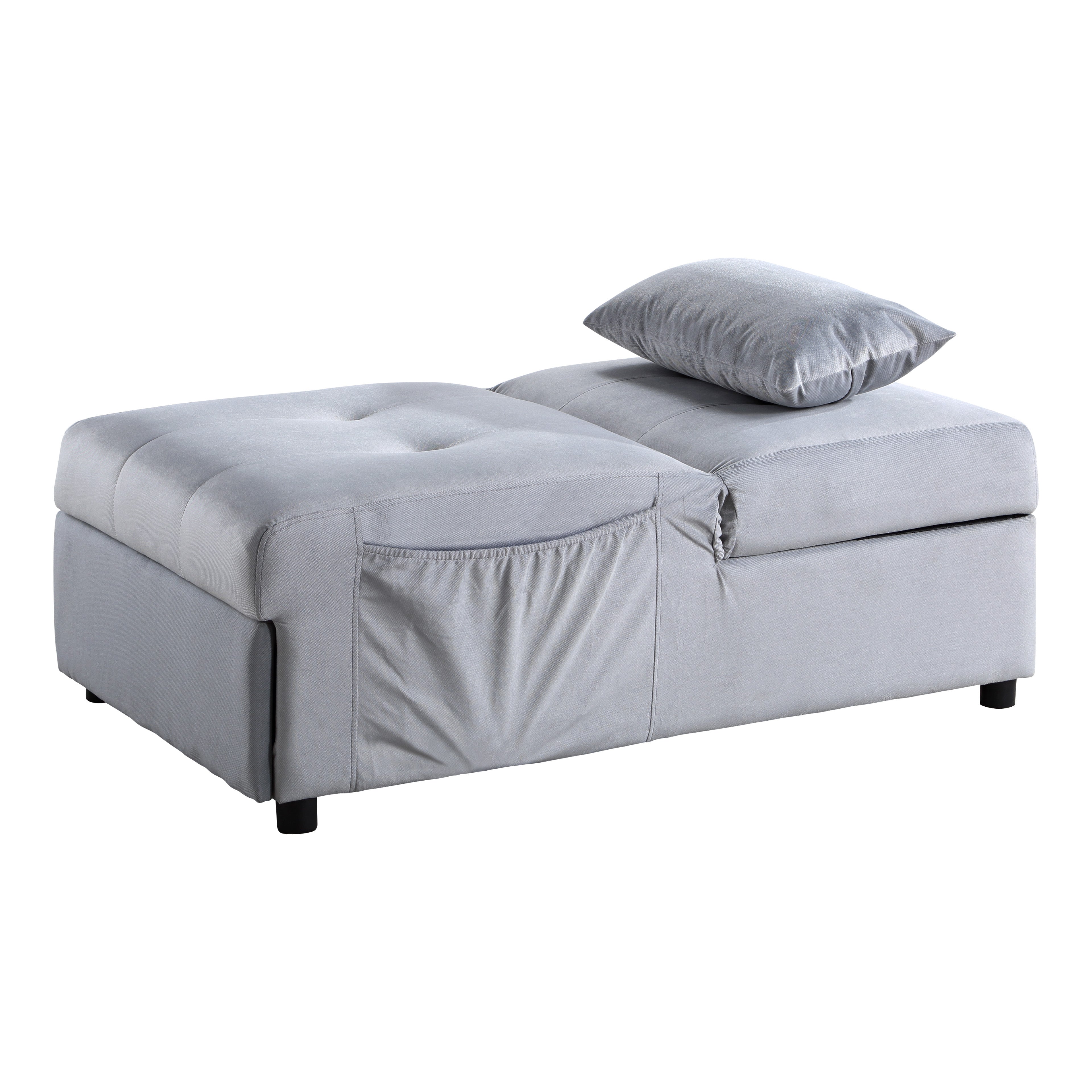 Garrell Gray Velvet Lift Top Storage Bench with Pull-out Bed - 4615-F3 - Bien Home Furniture & Electronics