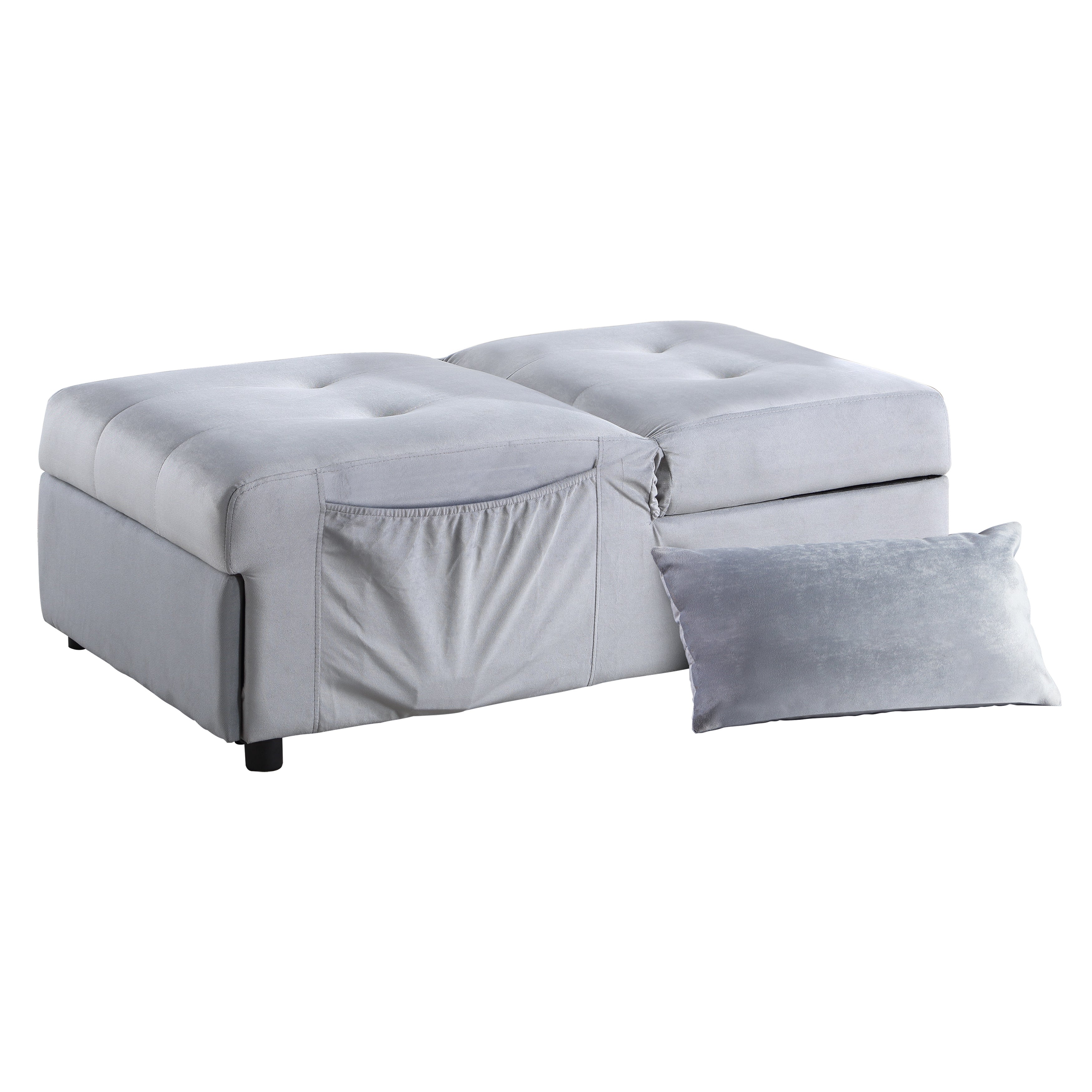 Garrell Gray Velvet Lift Top Storage Bench with Pull-out Bed - 4615-F3 - Bien Home Furniture & Electronics