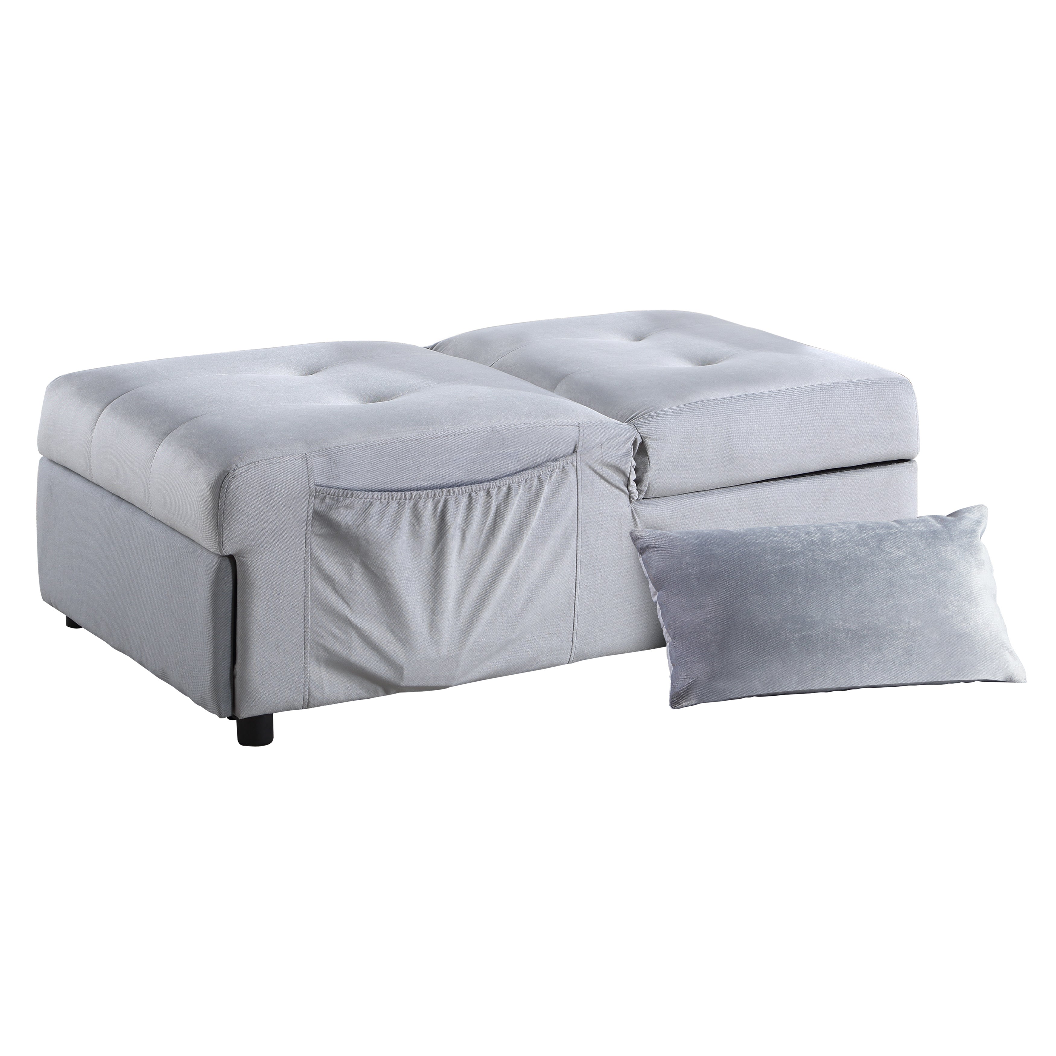 Garrell Gray Velvet Lift Top Storage Bench with Pull-out Bed - 4615-F3 - Bien Home Furniture &amp; Electronics