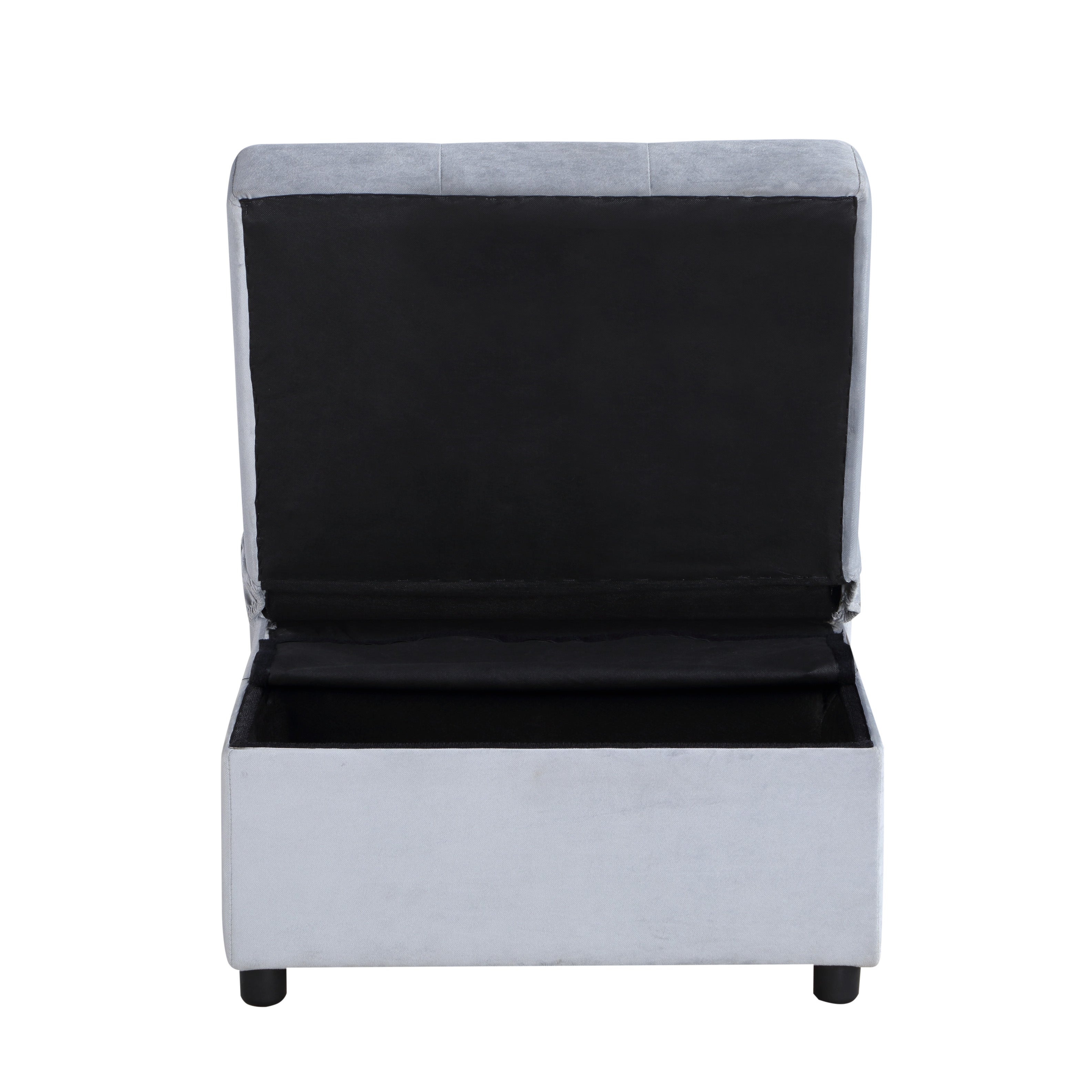 Garrell Gray Velvet Lift Top Storage Bench with Pull-out Bed - 4615-F3 - Bien Home Furniture & Electronics