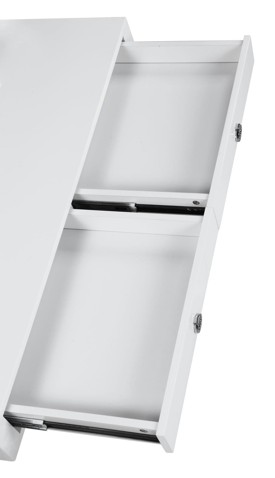 Gemma Glossy White/Chrome 2-Drawer Writing Desk - 802141 - Bien Home Furniture & Electronics