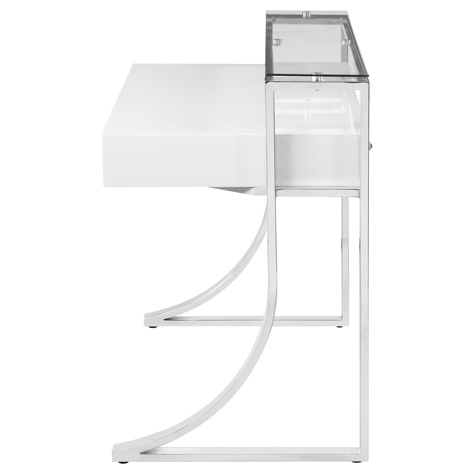 Gemma Glossy White/Chrome 2-Drawer Writing Desk - 802141 - Bien Home Furniture &amp; Electronics