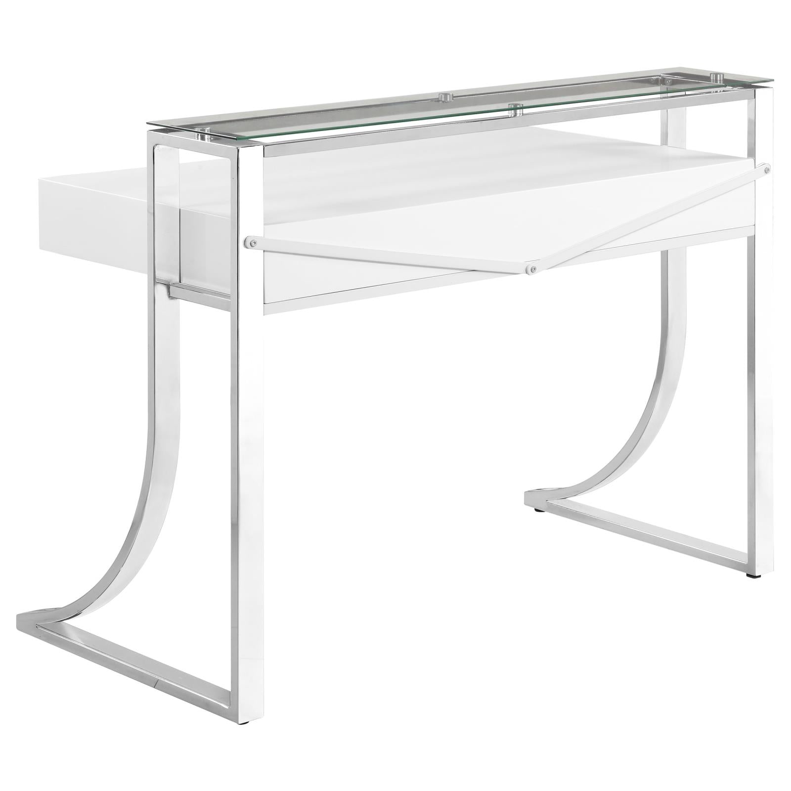 Gemma Glossy White/Chrome 2-Drawer Writing Desk - 802141 - Bien Home Furniture &amp; Electronics