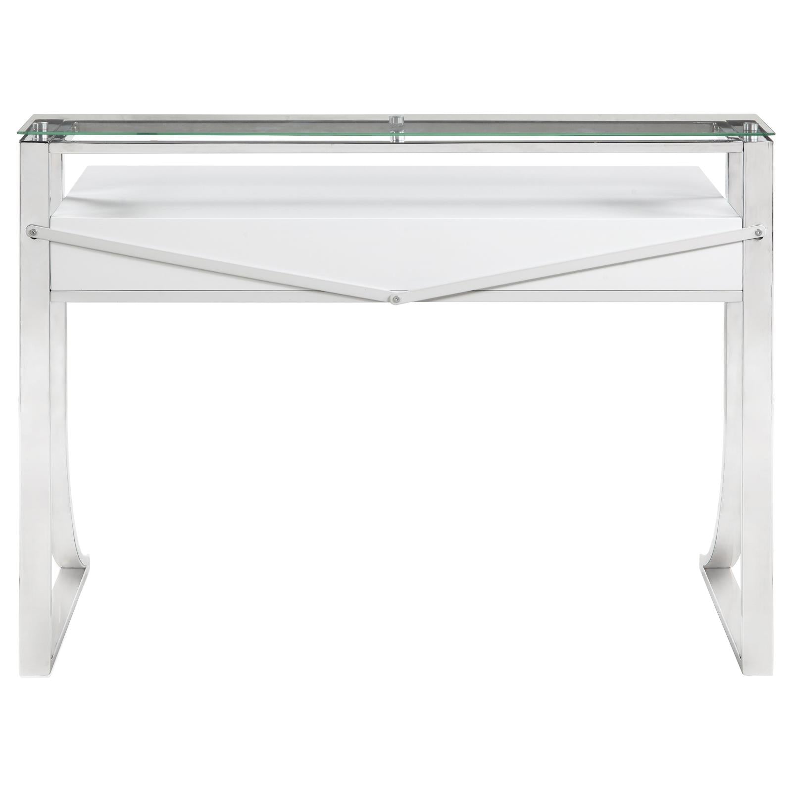 Gemma Glossy White/Chrome 2-Drawer Writing Desk - 802141 - Bien Home Furniture & Electronics