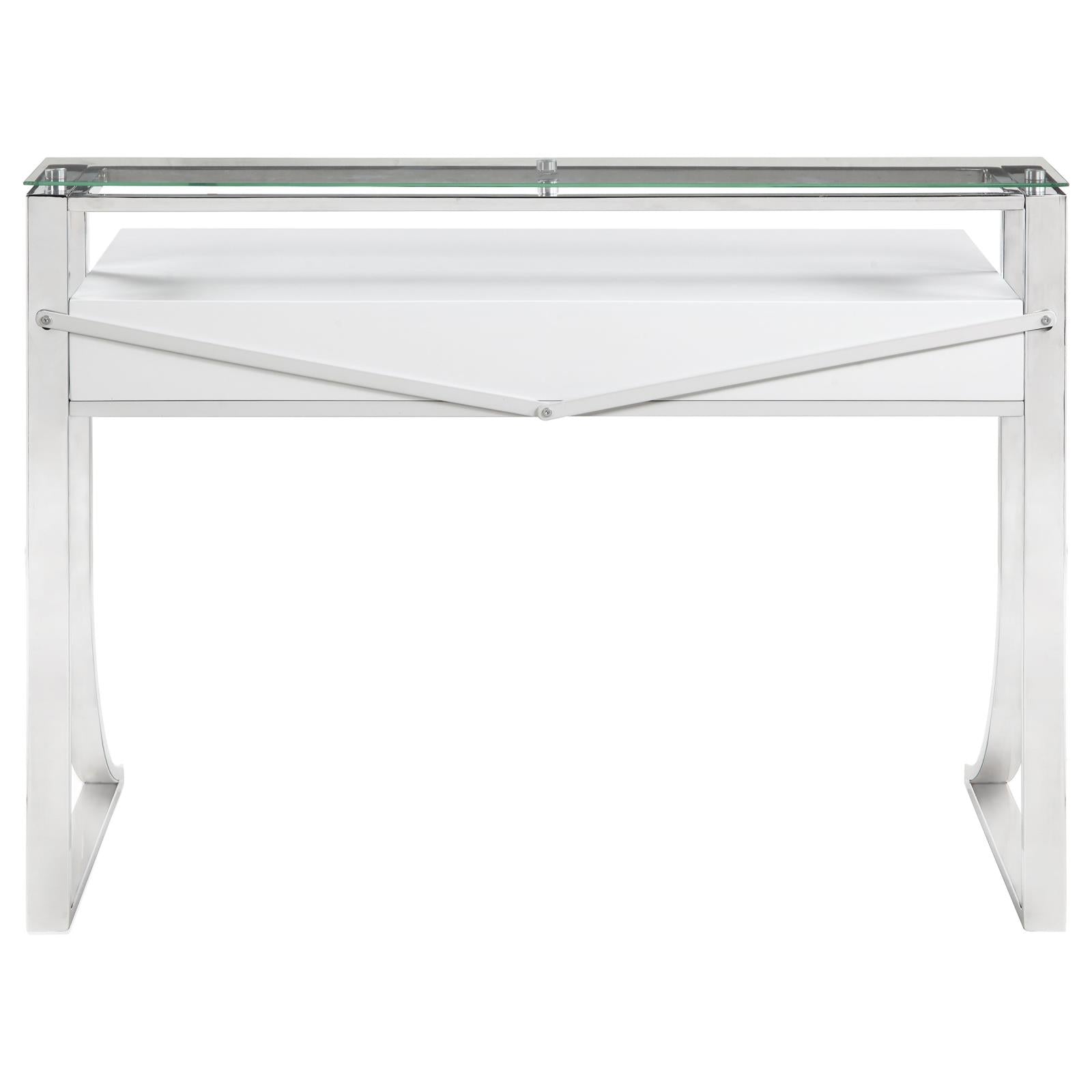 Gemma Glossy White/Chrome 2-Drawer Writing Desk - 802141 - Bien Home Furniture &amp; Electronics