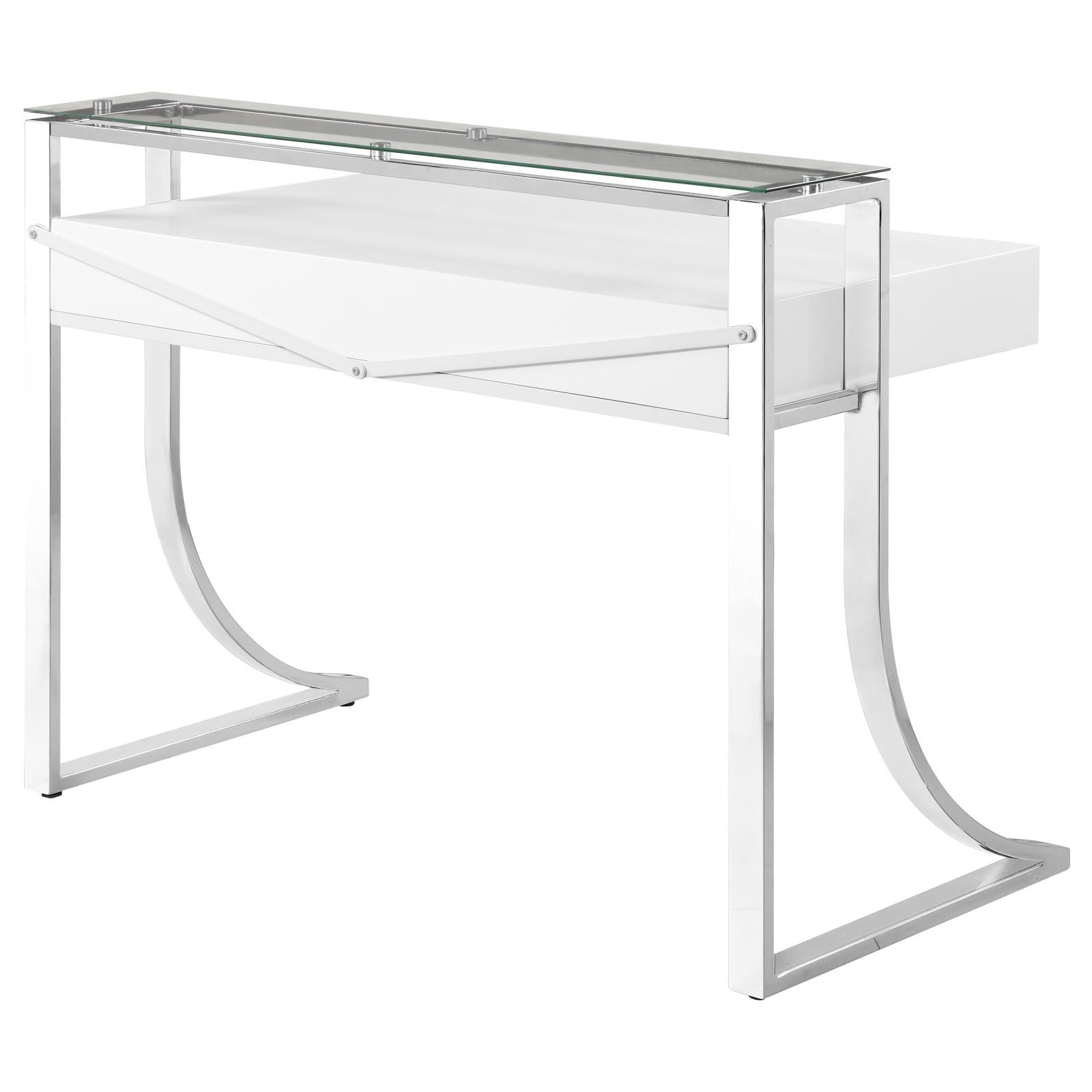 Gemma Glossy White/Chrome 2-Drawer Writing Desk - 802141 - Bien Home Furniture & Electronics