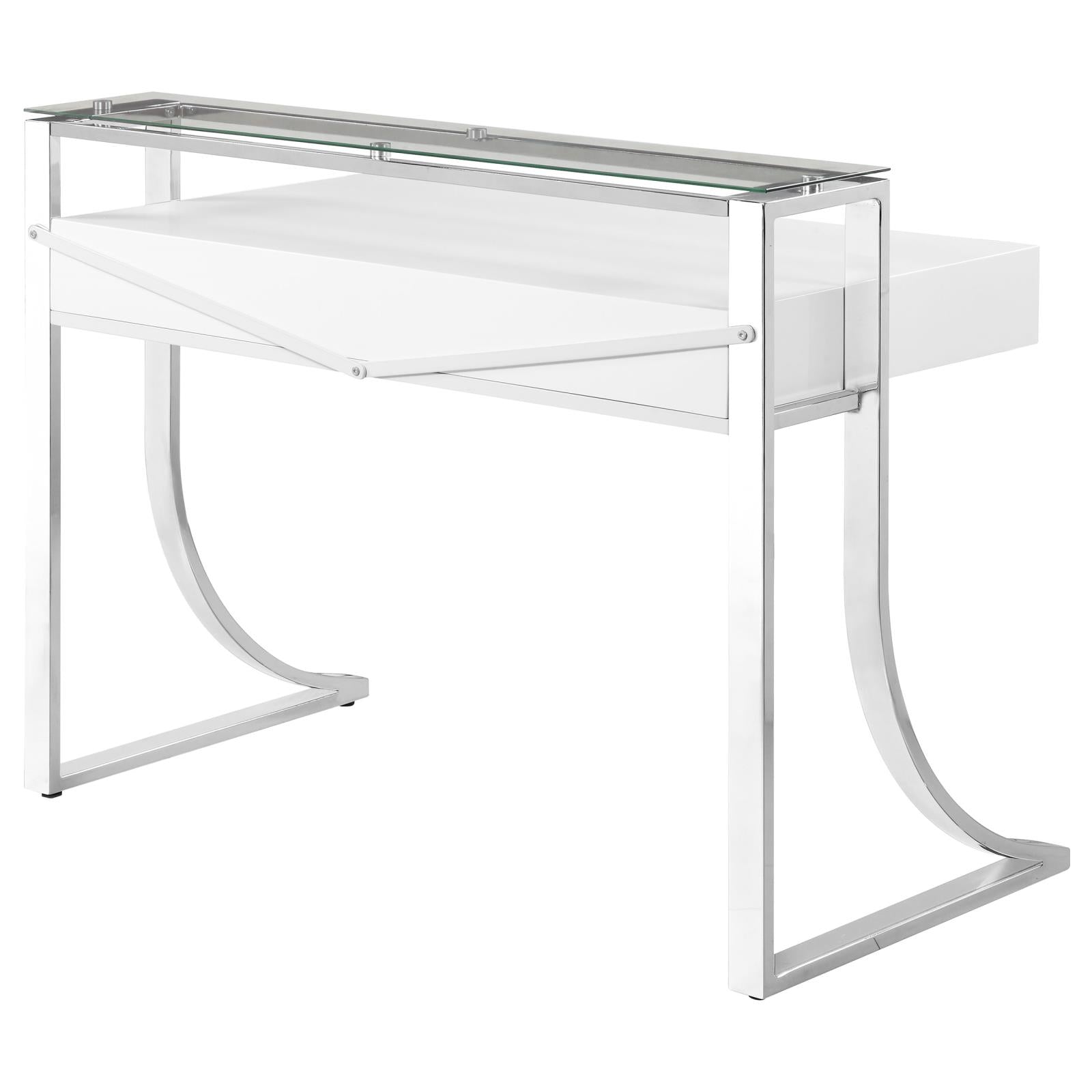 Gemma Glossy White/Chrome 2-Drawer Writing Desk - 802141 - Bien Home Furniture &amp; Electronics