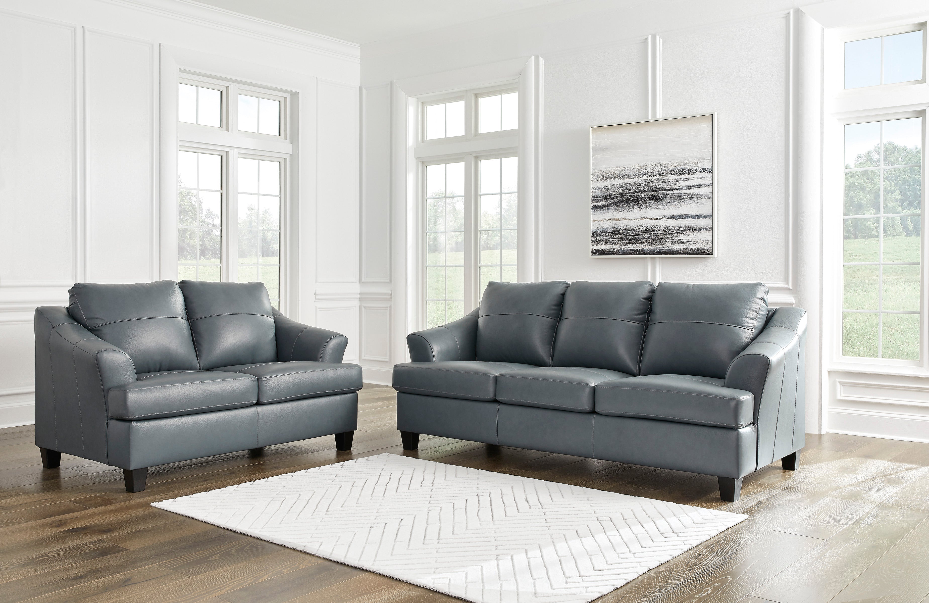 Genoa Steel Leather Living Room Set - SET | 4770538 | 4770535 - Bien Home Furniture & Electronics