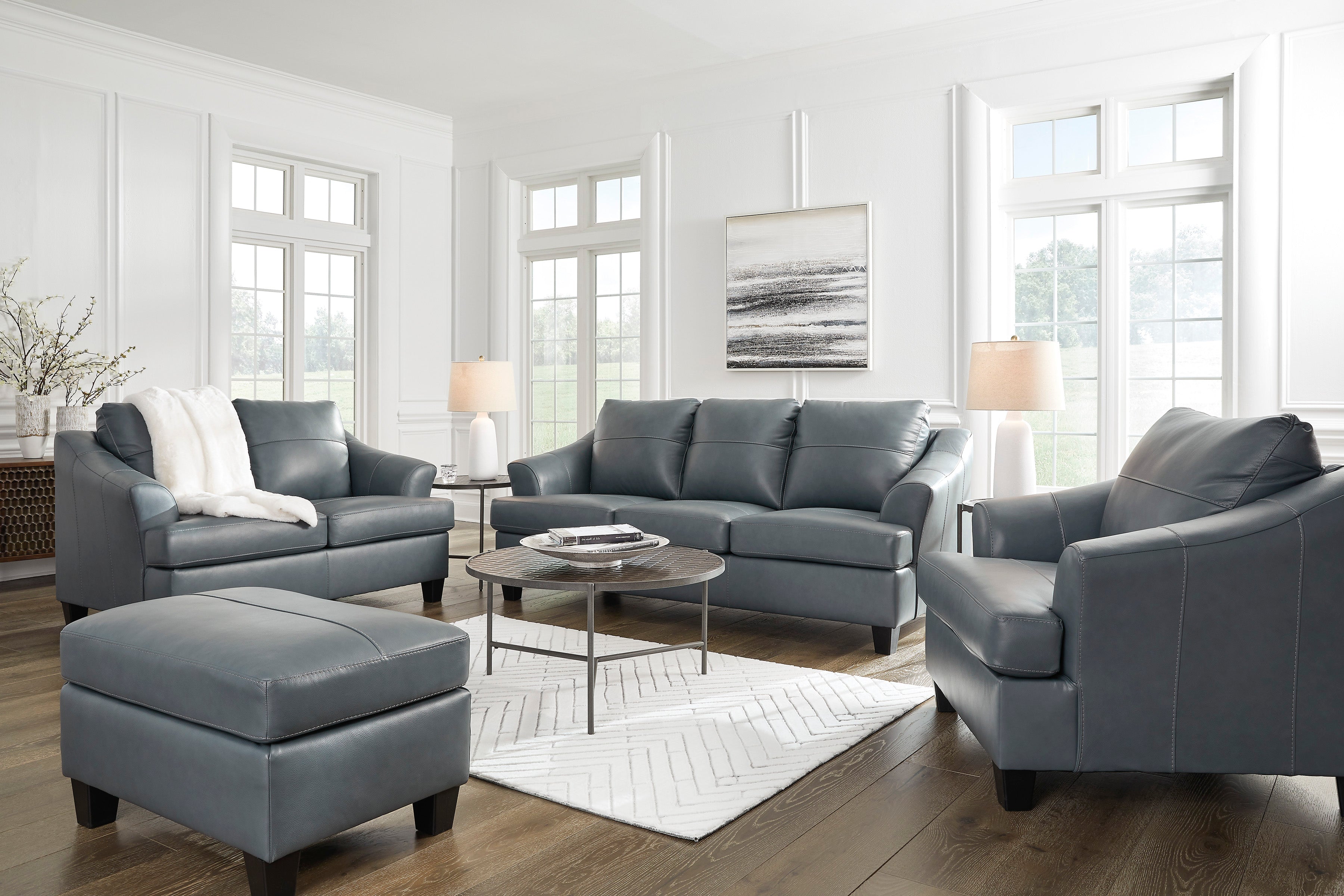 Genoa Steel Leather Living Room Set - SET | 4770538 | 4770535 - Bien Home Furniture & Electronics