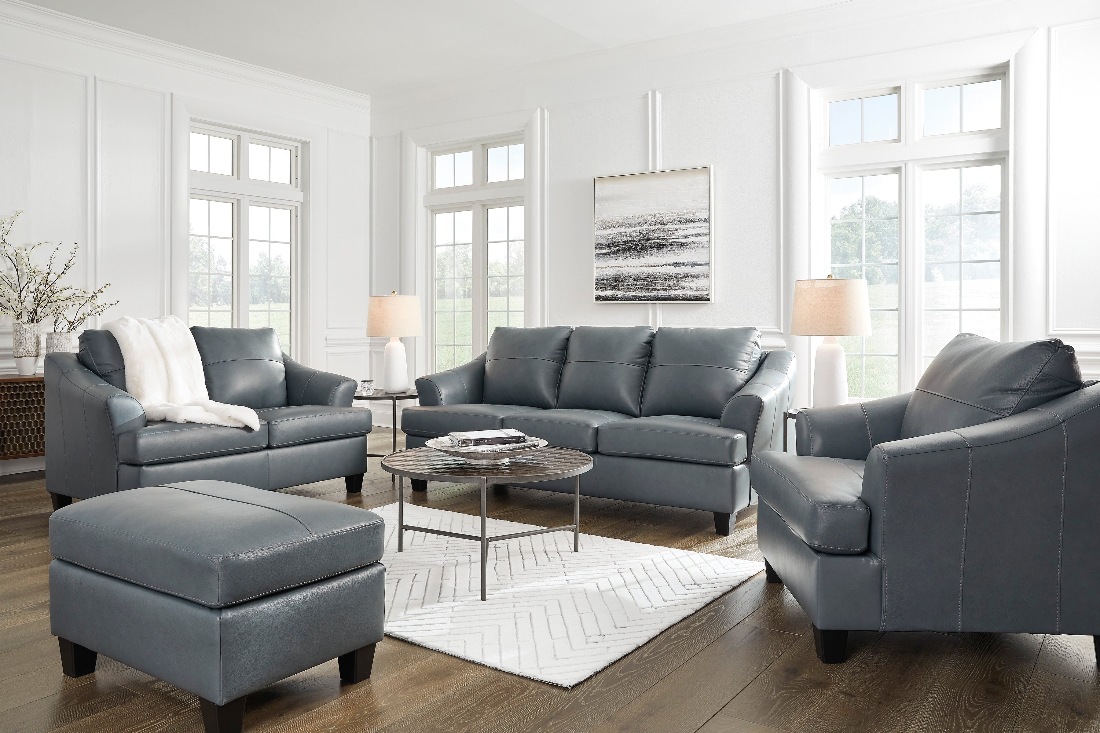 Genoa Steel Leather Living Room Set - SET | 4770538 | 4770535 - Bien Home Furniture &amp; Electronics