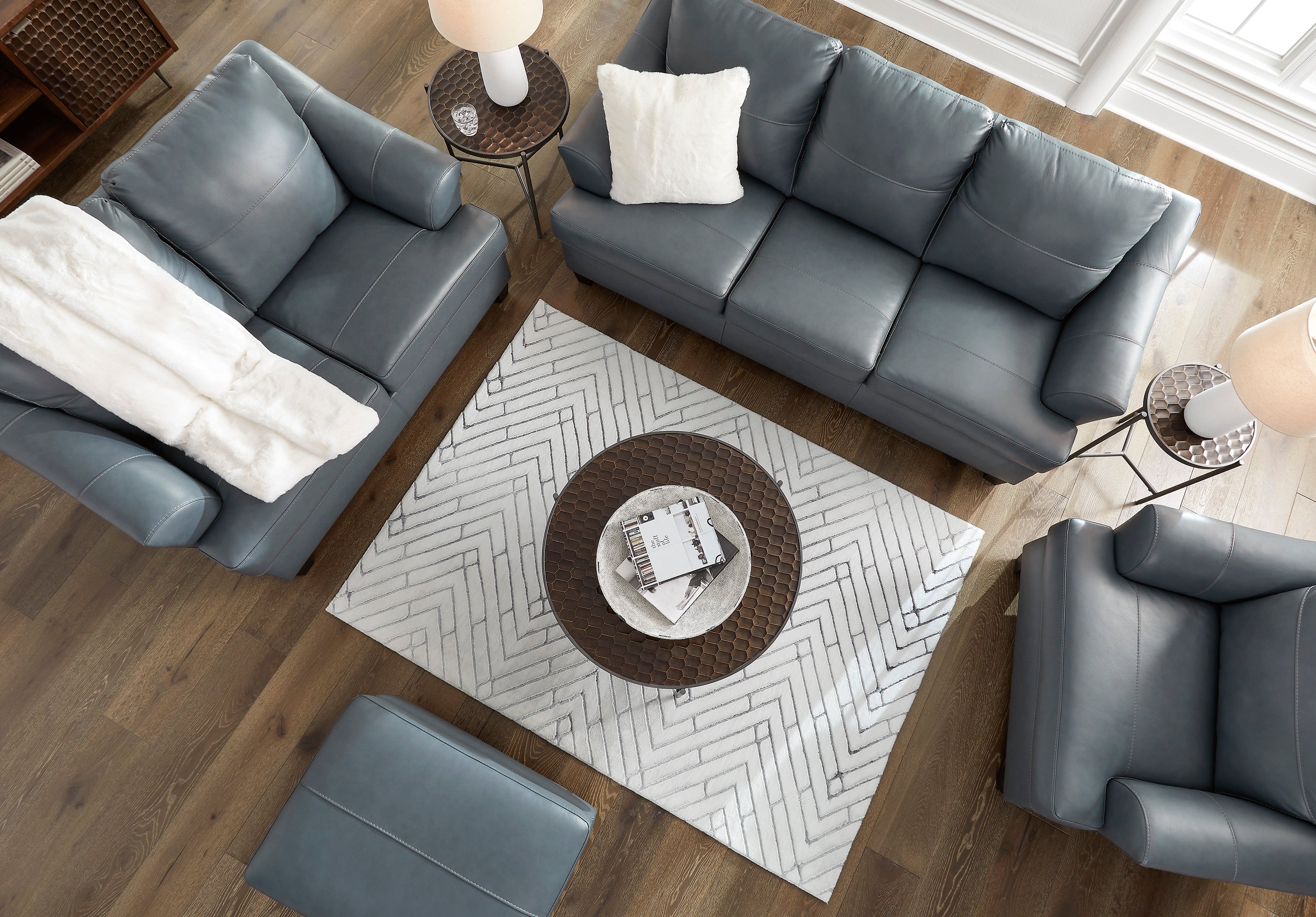 Genoa Steel Leather Living Room Set - SET | 4770538 | 4770535 - Bien Home Furniture & Electronics