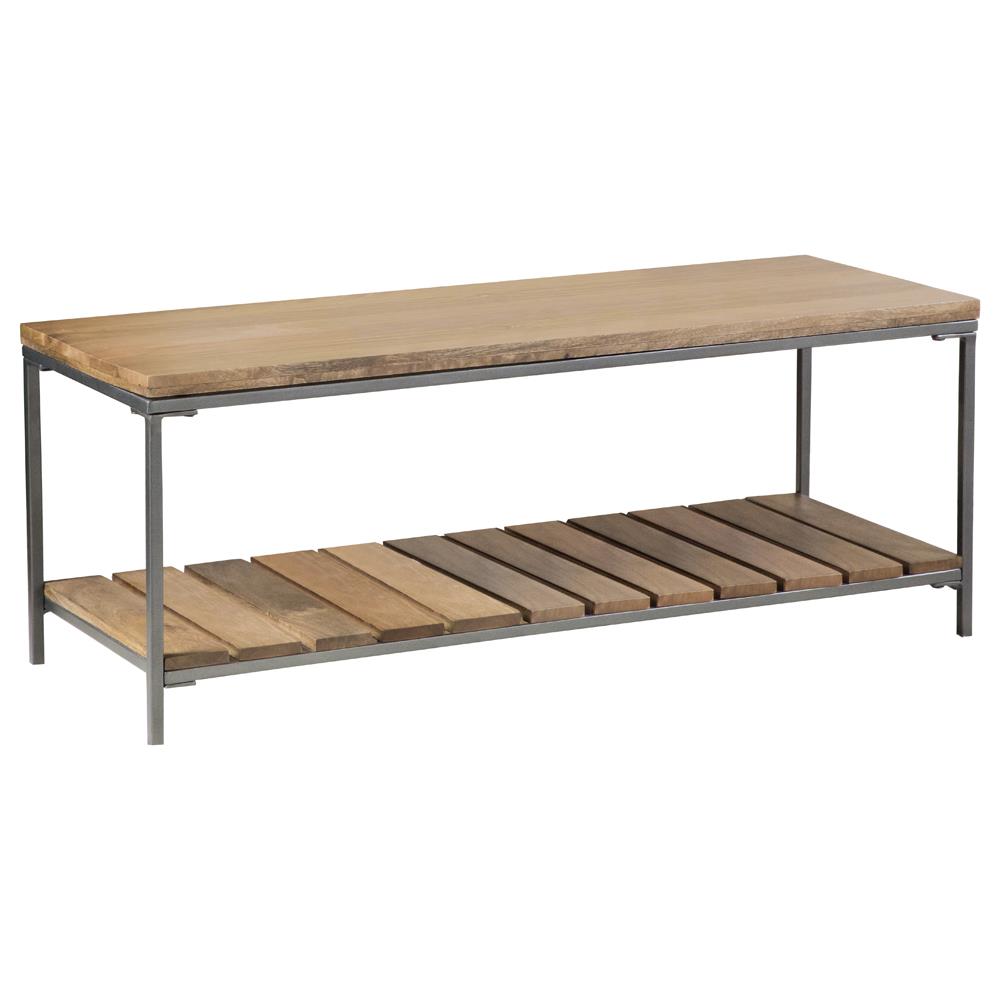 Gerbera Natural/Gunmetal Accent Bench with Slat Shelf - 914127 - Bien Home Furniture &amp; Electronics