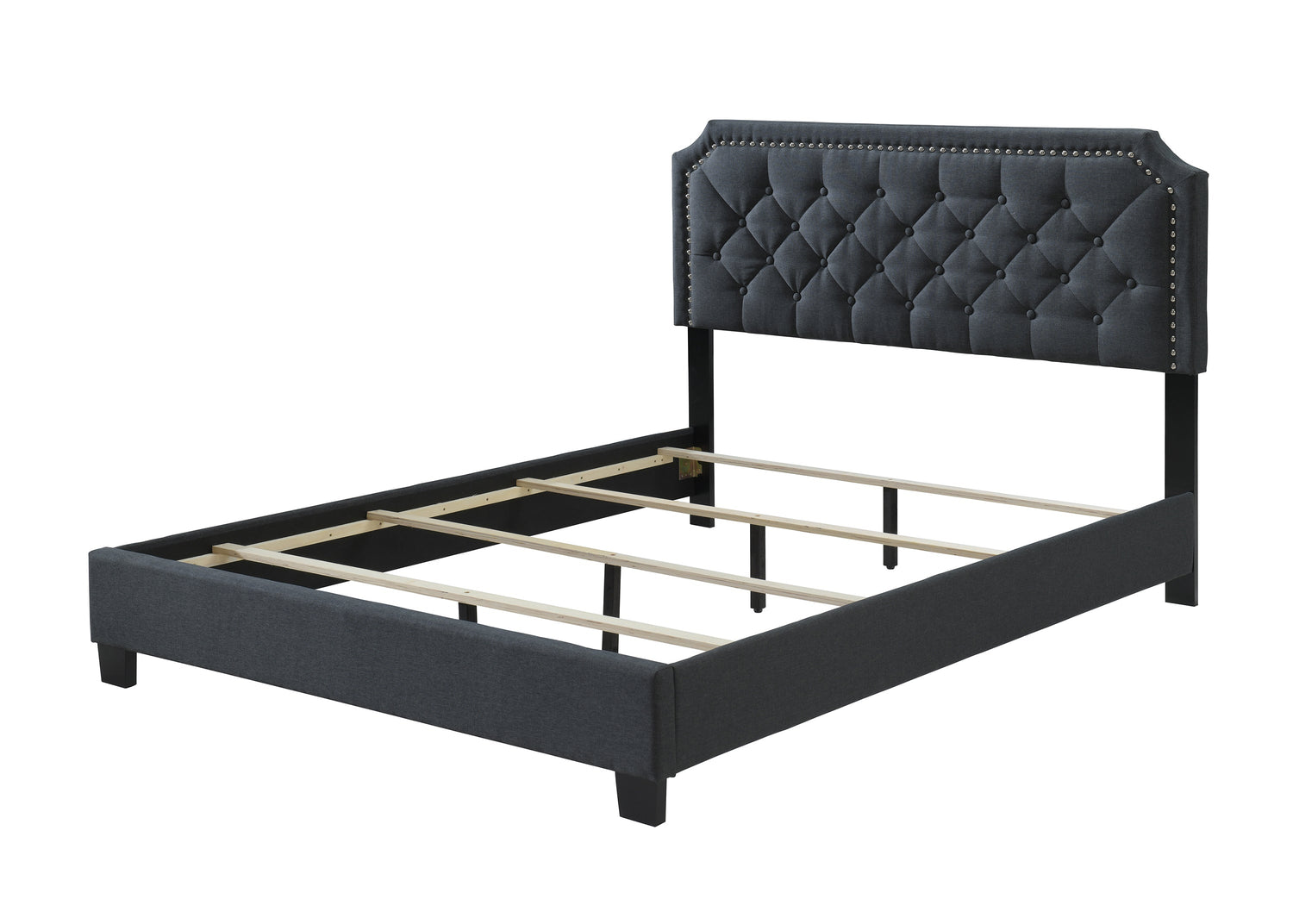 Gerri Charcoal Queen Upholstered Panel Bed - SET | 5090-Q-HBFB-NH | 5090-KQ-RAIL - Bien Home Furniture &amp; Electronics