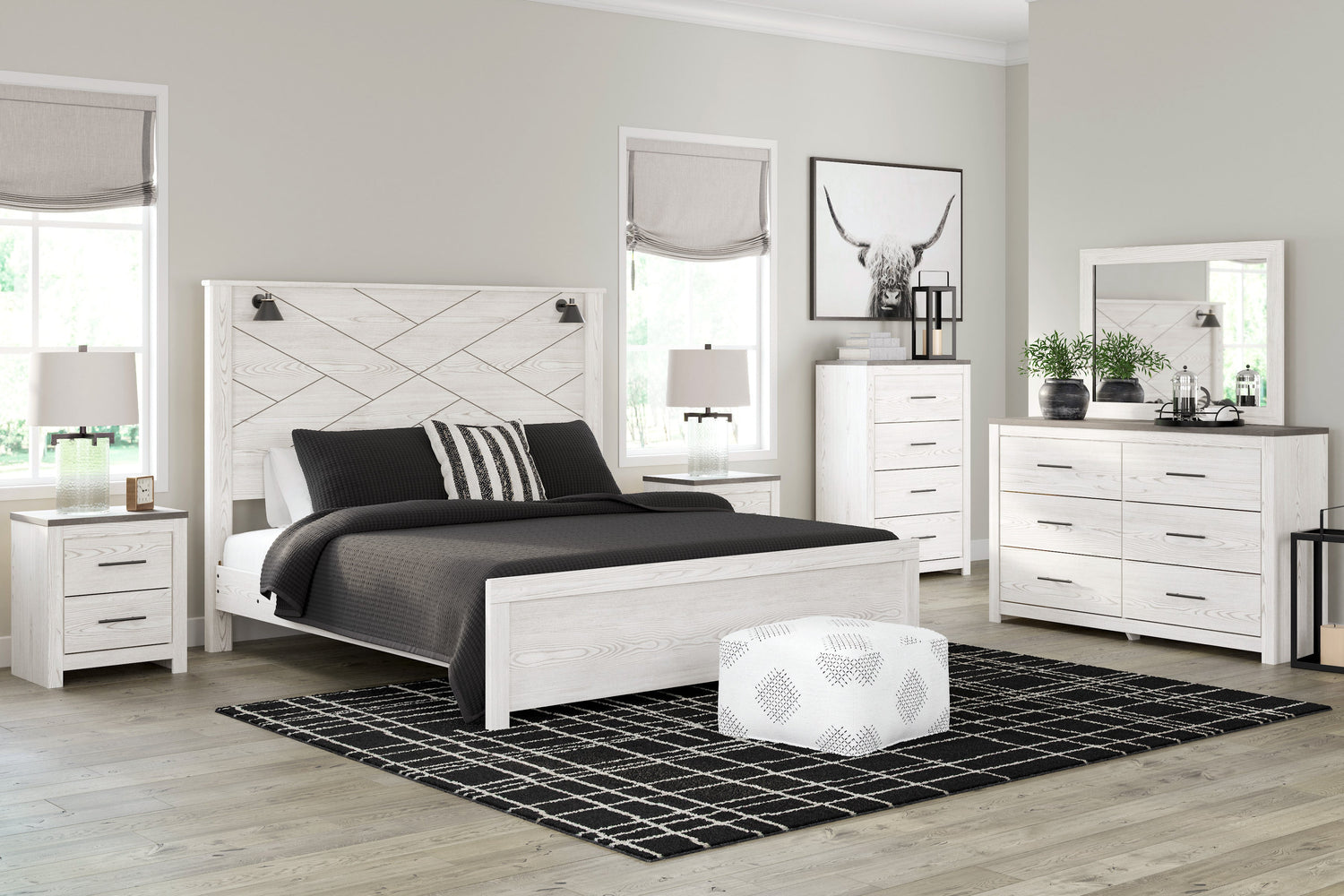 Gerridan White/Gray Lighted Panel Bedroom Set - SET | B1190-54 | B1190-57 | B1190-98 | B1190-92 | B1190-44 - Bien Home Furniture & Electronics