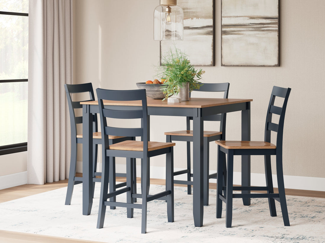 Gesthaven Natural/Blue Counter Height Dining Table and 4 Barstools (Set of 5) - D399-223 - Bien Home Furniture & Electronics